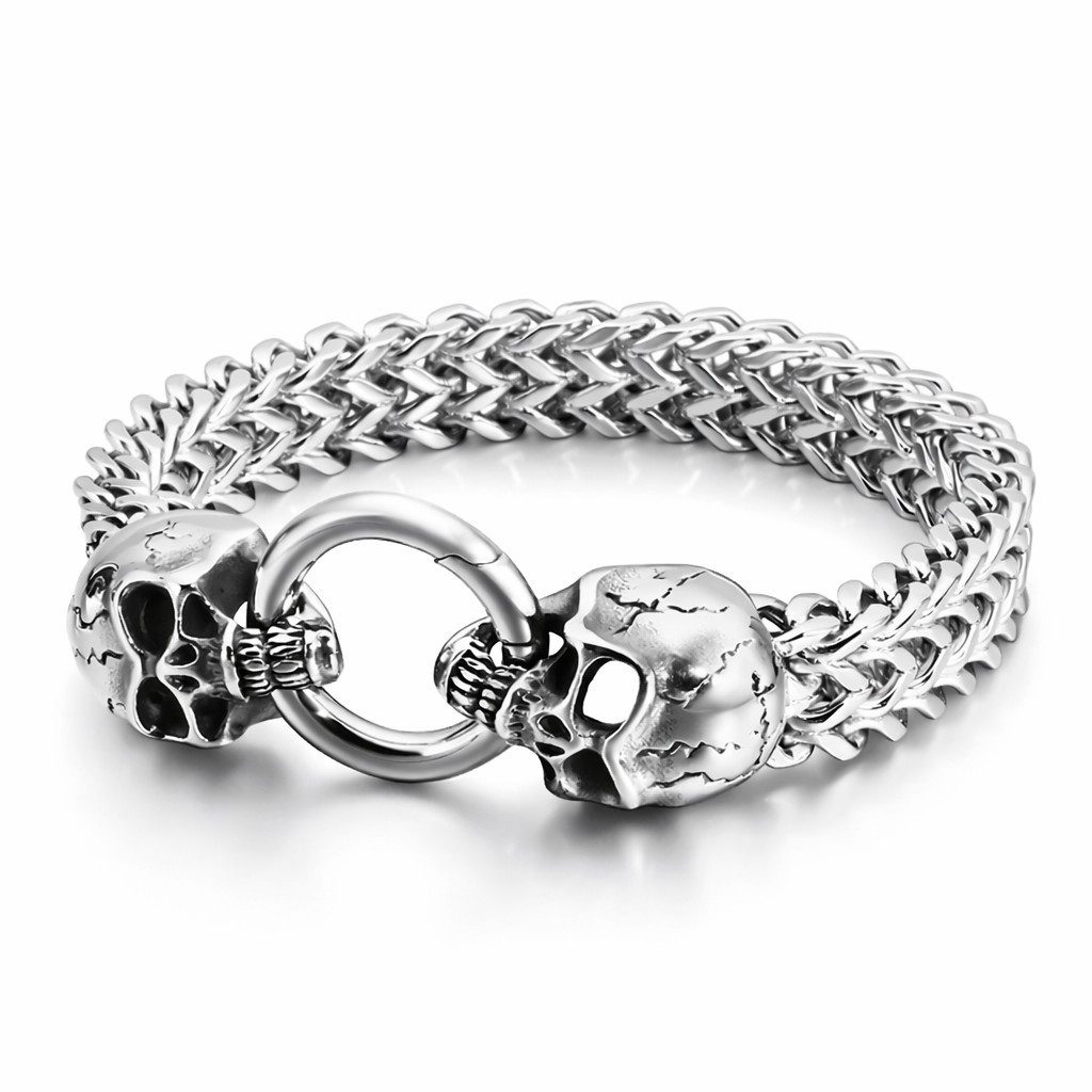 UNIQAL.de Edelstahlarmband Panzerarmband Herren "SILVER SKULL" Edelstahlarm günstig online kaufen