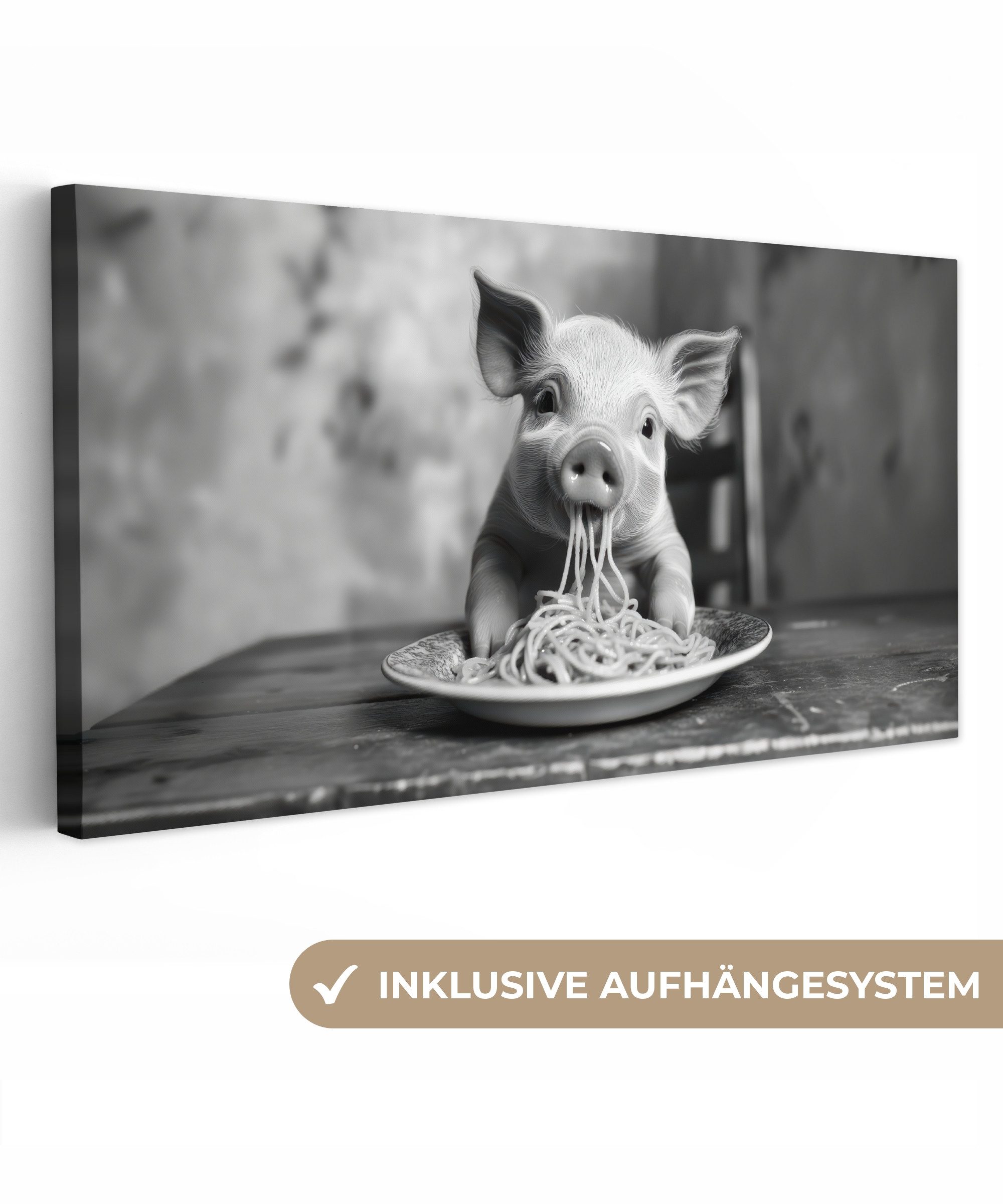OneMillionCanvasses® Leinwandbild Panorama Schwein - Niedlich günstig online kaufen