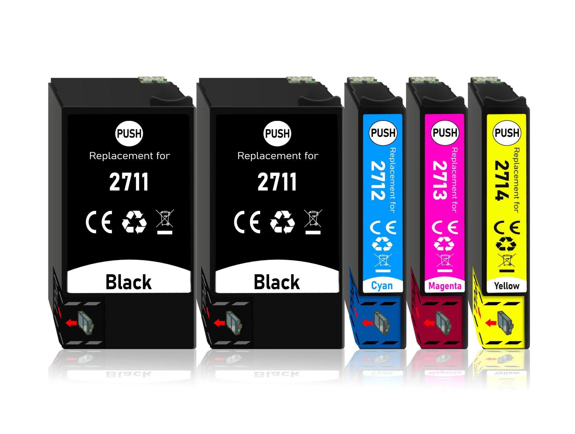 Druckerparadies 5er Pack Druckerpatronen 27 27XL kompatibel mit Epson WF-3620 Tintenpatrone (5-tlg)