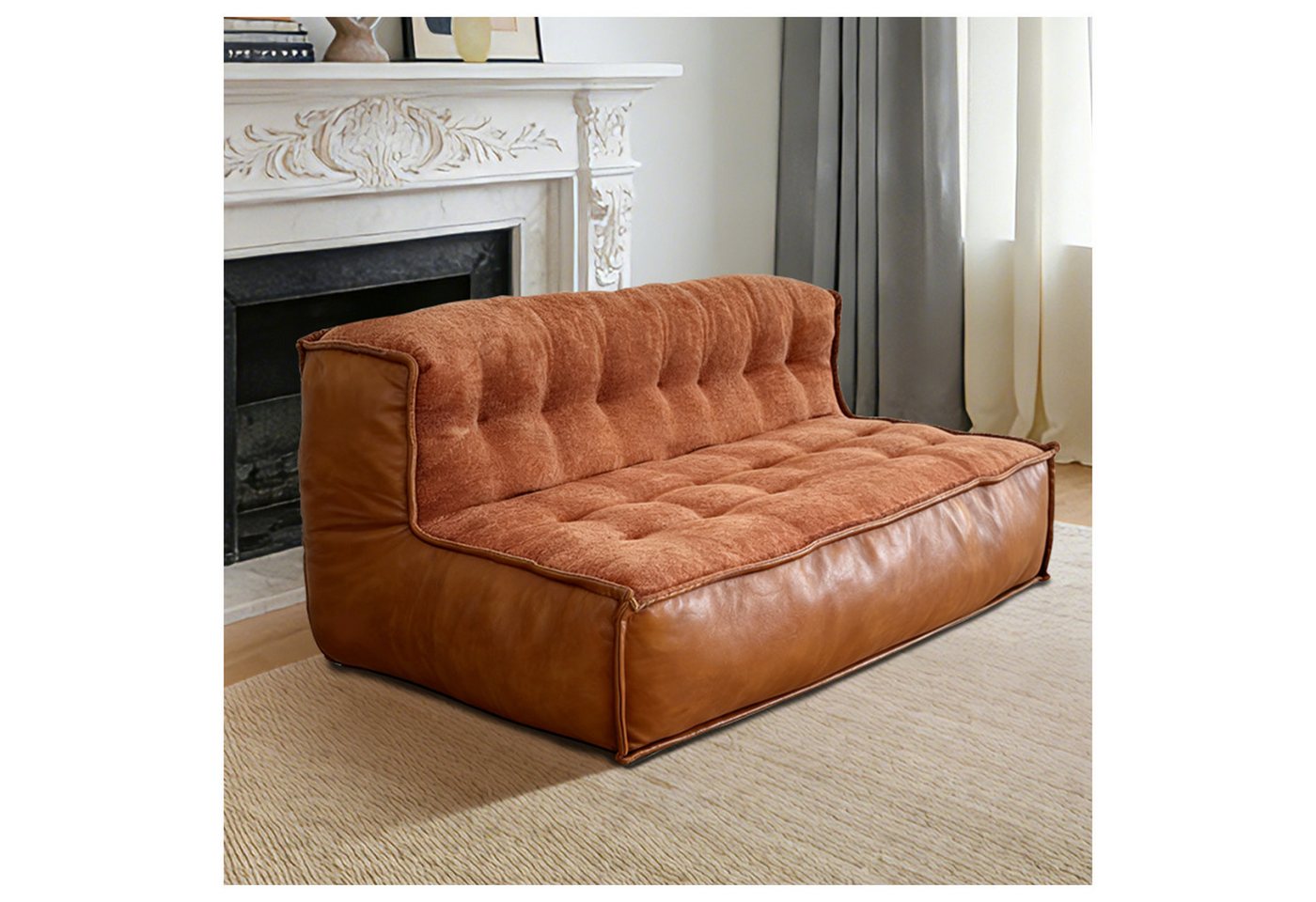 Odikalo 2-Sitzer Sofas wohnzimmer Loungesofa mit Schlaffunktion, Elegantes Zweisitzer-Sofa mit geschwungener geknöpfter Rückenlehne und platzsparendem Profil–ideal für gemütliche Wohnzimmer und moderne Interieurs.