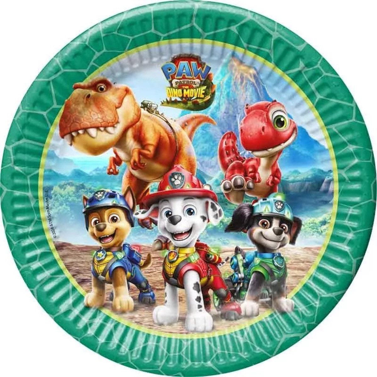 PAW PATROL Kindergeschirr-Set Paw Patrol Dino Movie Pappteller 8 Stück, 23 cm