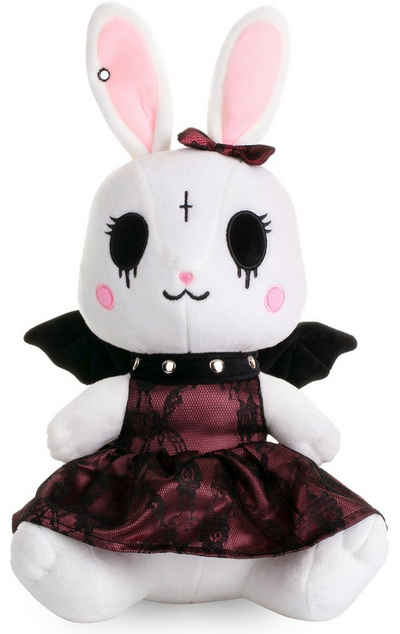 Corimori Kuscheltier Alice das Gothic-Häschen mit Accessories, 26cm Stofftier, Plüschtier, (Geschenk), 26cm Stofftier, Plüschtier, Hasen-Kuscheltier, weiß schwarz rosa