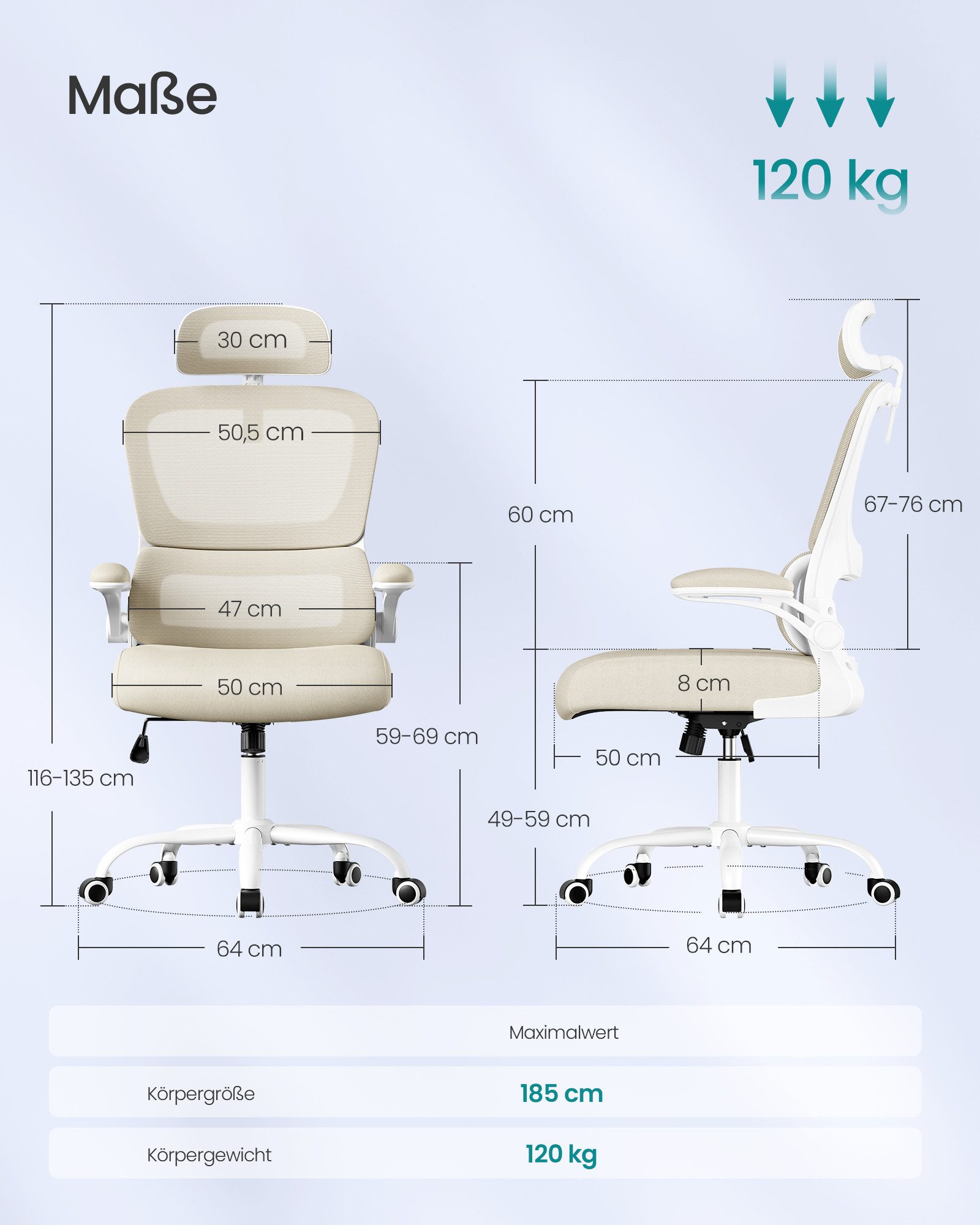 SONGMICS Bürostuhl, Netzstuhl, ergonomisches Design, mit Premium-Netzgewebe, Wippfunktion