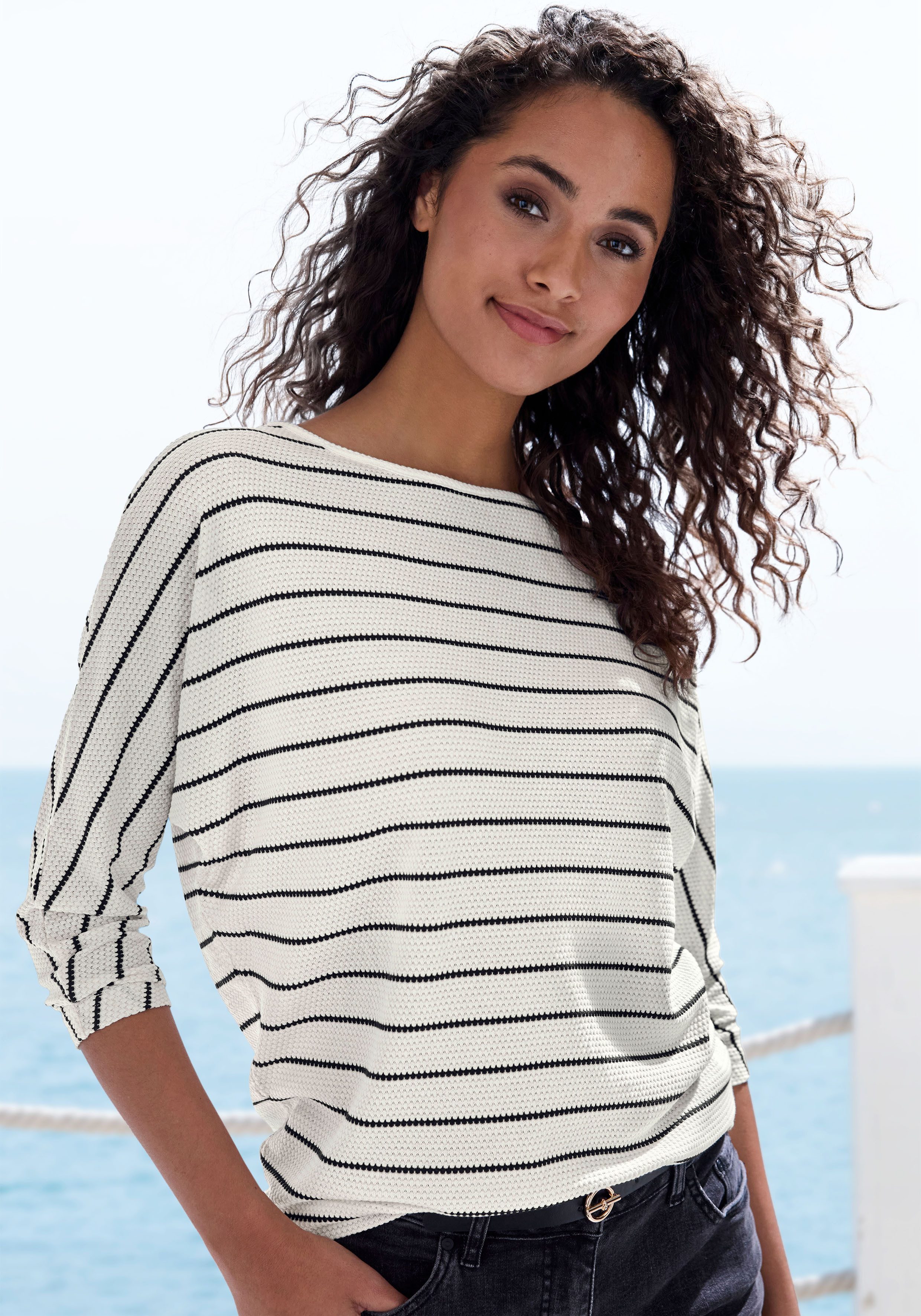 Vivance 3/4-Arm-Shirt "mit modischer Streifenstruktur", aus pflegeleichter günstig online kaufen