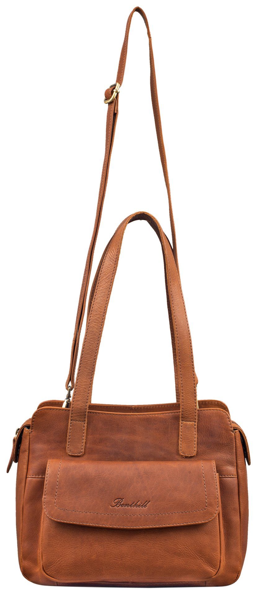 Benthill Handtasche Damen Echt Leder Henkeltasche Umhängegurt Vintage Tasche Umhängetasche, Schultergurt / Umhängegurt Reißverschlussfach