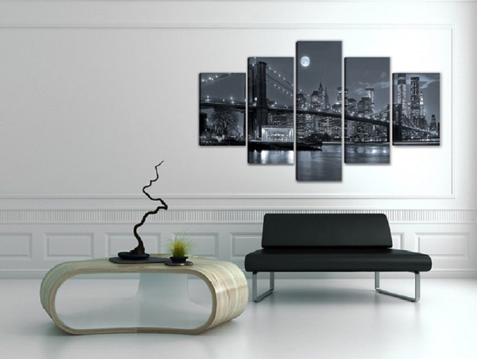 Visario Bild mit Rahmen 2 m x 1 m 5er Set Visario auf Leinwand fertig zum Aufhängen/gerahmt, NYC