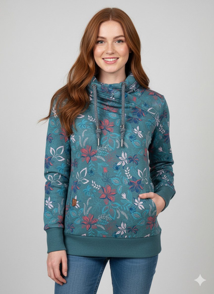 Ragwear Sweatshirt NESKA FLOWERS O mit asymetrischem Schalkragen günstig online kaufen