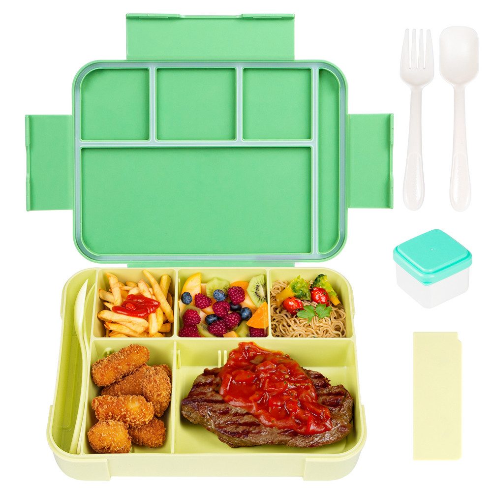 TUWENA Lunchbox Brotdose Kinder mit Fächern, 1330ml auslaufsichere Lunchbox, Snackbox