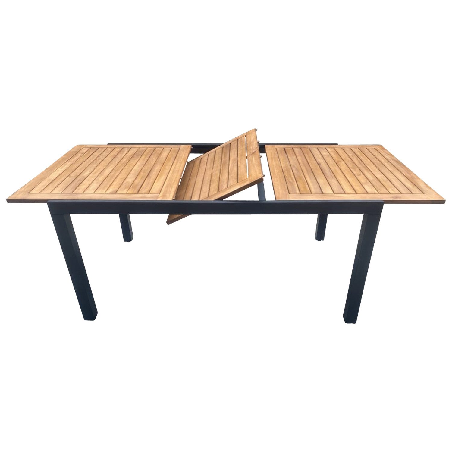 TPFGarden Gartentisch CANTERBURY (Ausziehtisch - Gartentisch Alu in dunkelgrau und Akazie, Hochwertiger und robuster Outdoor Tisch), Esstisch - Terrassentisch - Maße (BxHxT): 90 x 75 x 150,0 - 200,0 cm