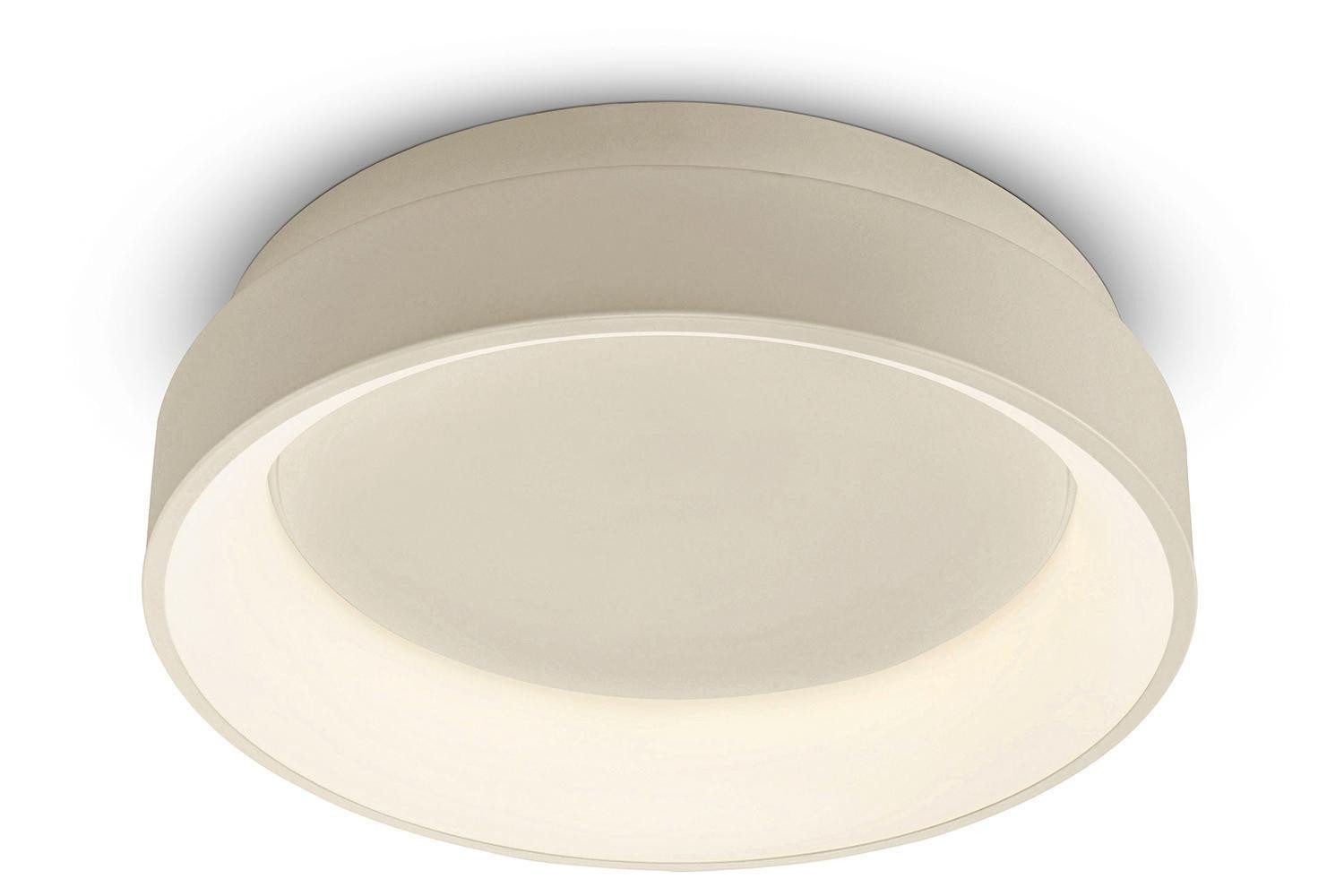 casa NOVA LED Deckenleuchte LUNEA, Sandfarben, Kunststoff, Metall, Dimmfunktion, Memoryfunktion, LED fest integriert, Extra-Warmweiß, Ø 60 x H 10,5 cm