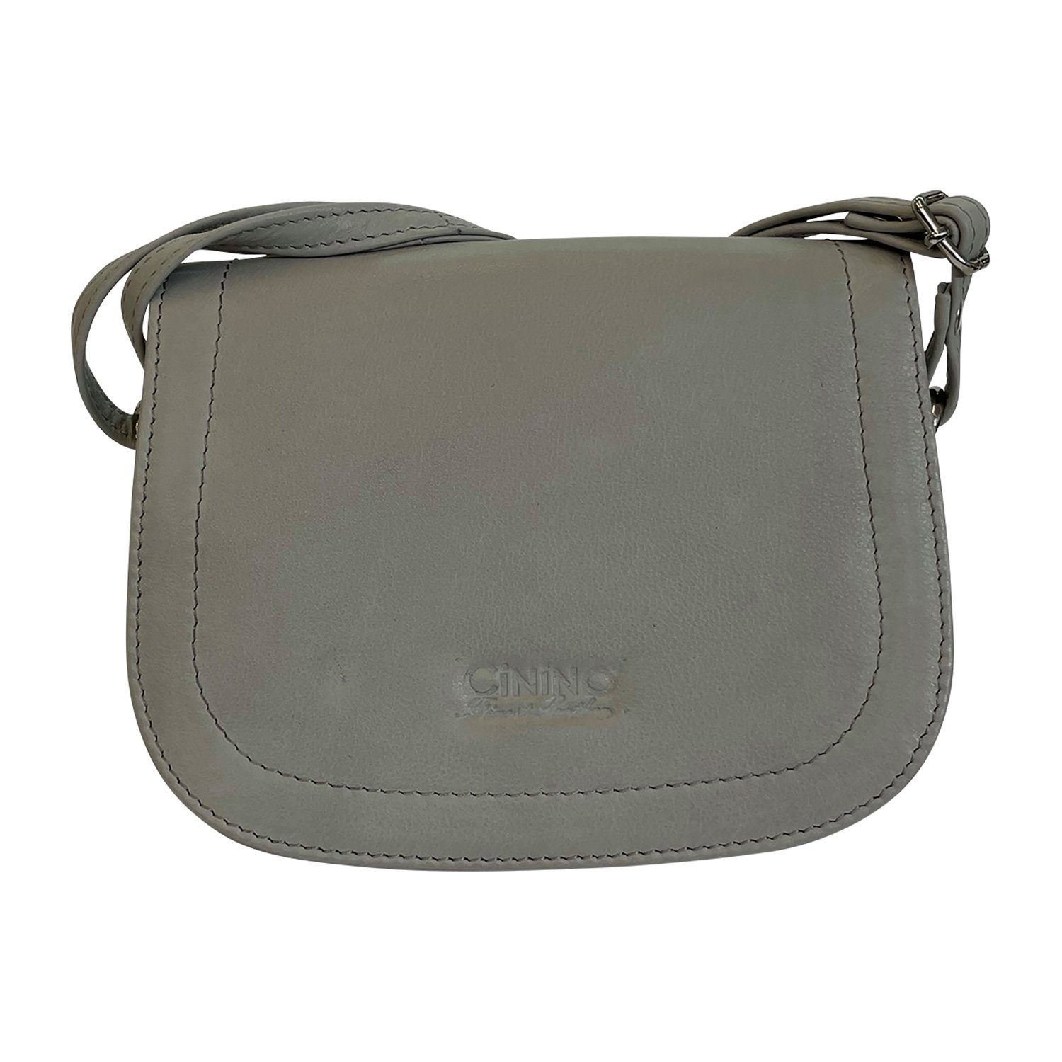 Cinino Handtasche Marlies, Ledertasche Umhängetasche Licht Grau