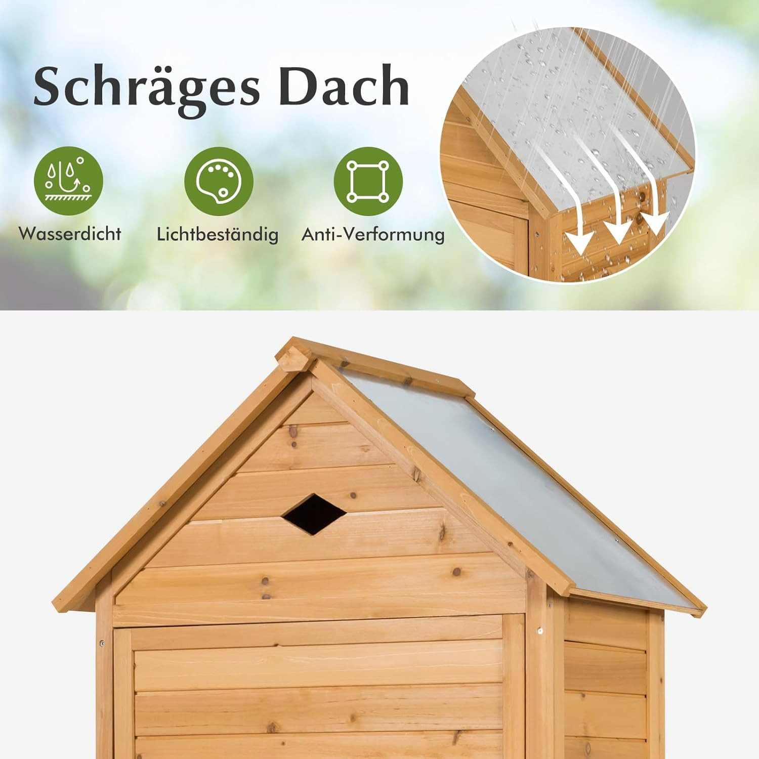 KOMFOTTEU Garten-Geräteschrank Gartenhaus Geräteschuppen, mit Satteldach & Ablagen & Schloss