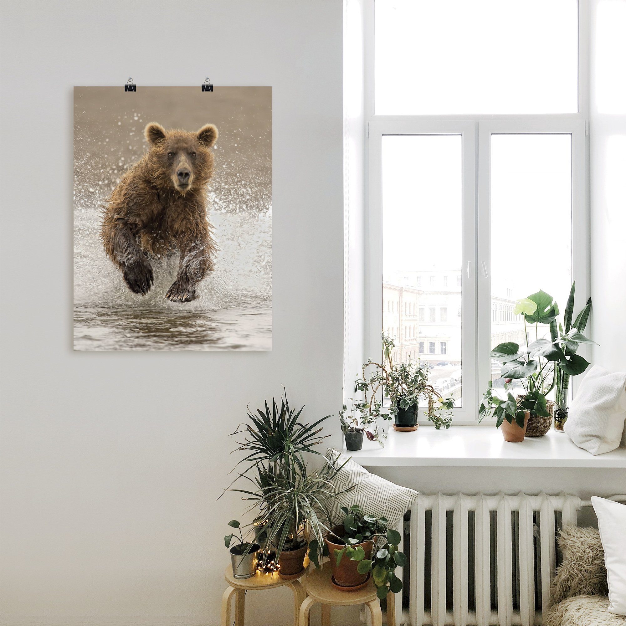 versch. Spielen in beim II, Wildtiere Wandaufkleber Größen Poster als Wandbild Leinwandbild, St), Artland Alubild, oder (1 Bären