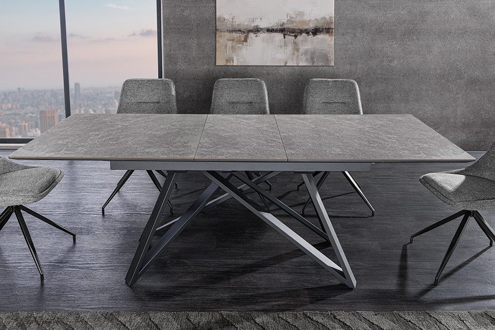 riess-ambiente Esstisch ATLAS 160-200cm graphit grau Keramik - ausziehbar, Sicherheitsglas (Einzelartikel, 1-St), Metallgestell · verlängerbar · pflegeleicht · für 8+ Personen
