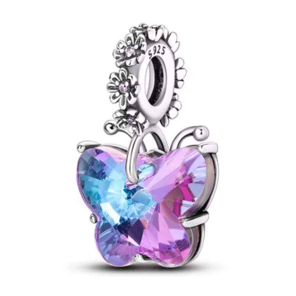 BUNGSA Anhänger Set Anhänger Schmetterling mit AB Kristallen aus 925 Silber Damen (1-tlg), Pendant Halsketten