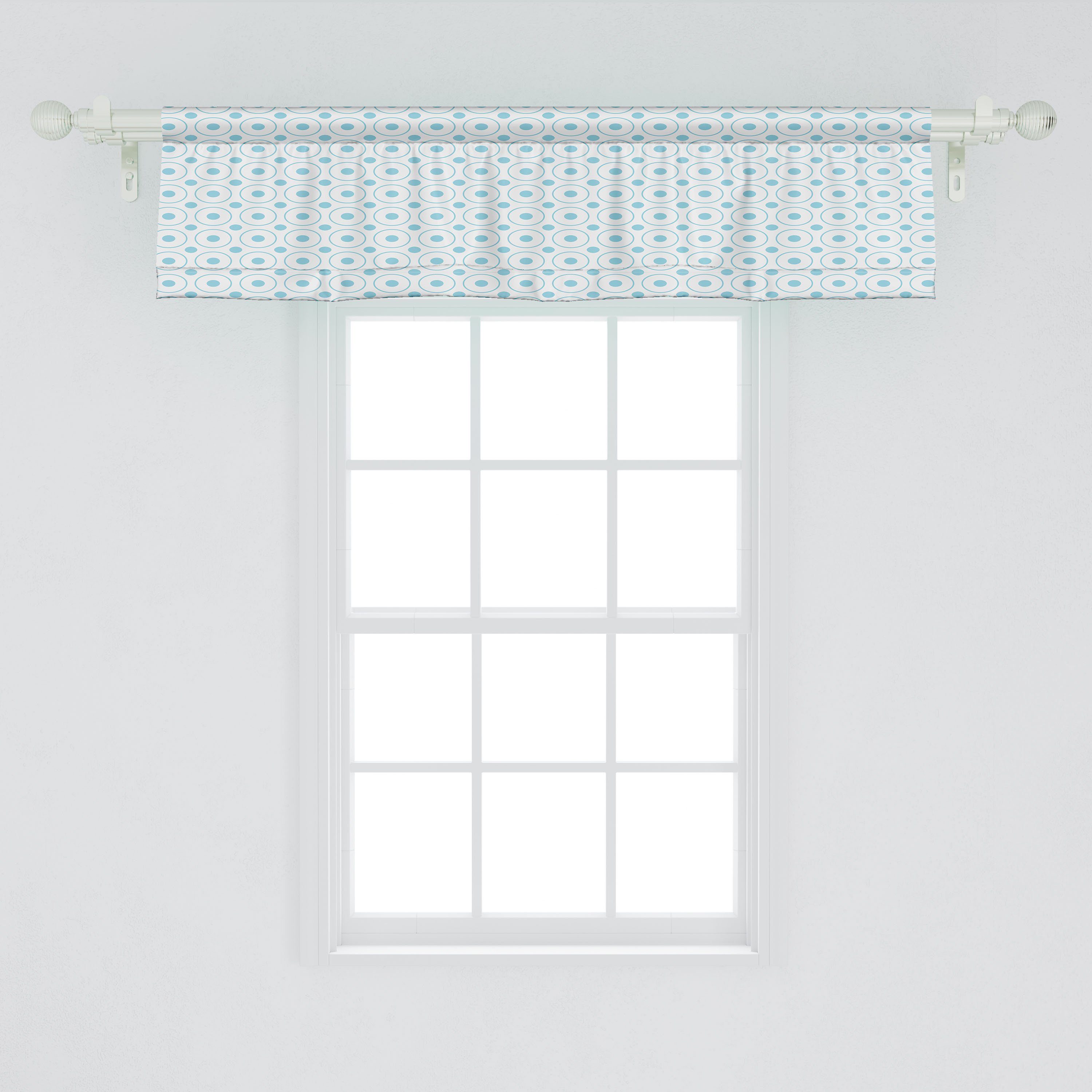 Scheibengardine Vorhang Volant Küche Schlafzimmer Dekor Abakuhaus, Stangentasche, für Vintage mit Dots Blue symmetrische Microfaser