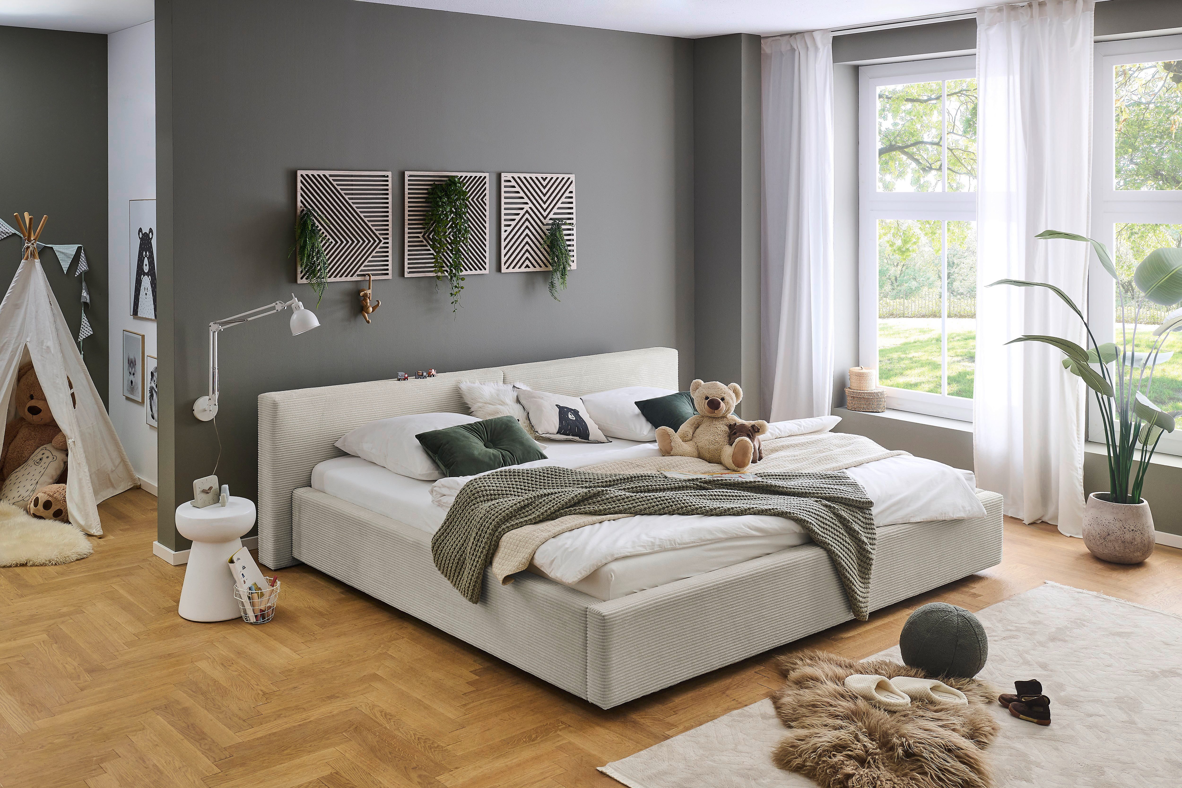 meise.möbel Polsterbett CUBE in Cord, Familienbett 240x200cm, wahlweise mit Lattenrost, verschiedene Farben erhältlich