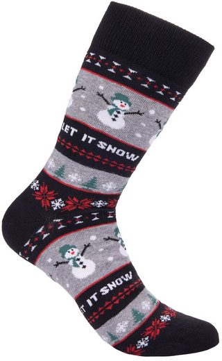 BRUBAKER Socken »Weihnachtssocken für Damen und Herren« (1-Paar, 1 Paar) Festliche Weihnachtsmotive - Baumwolle Socken Weihnachten - Unisex One Size EU 40-45