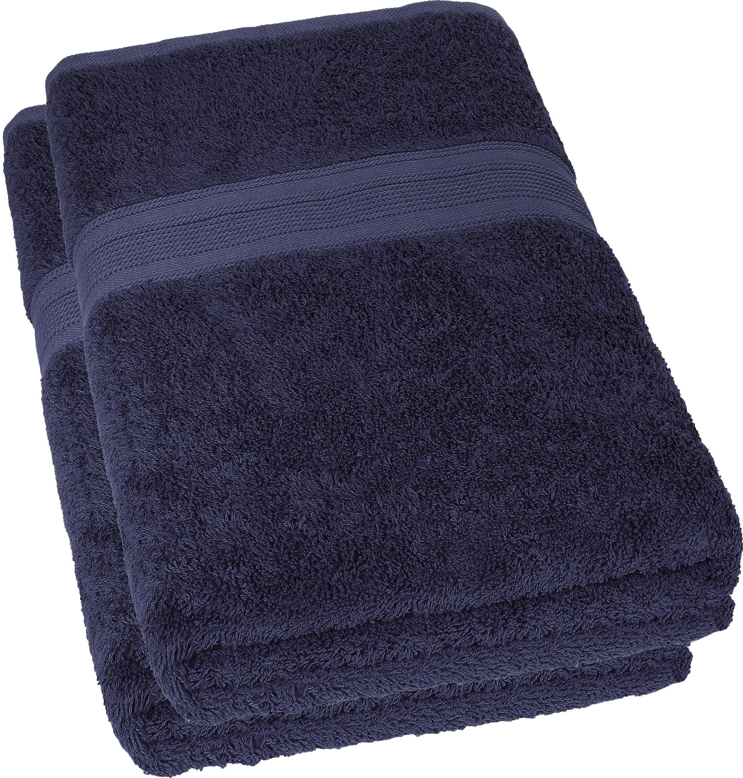 Duschtuch 100% Baumwolle 500gsm blau DUSCHTUCH, Dusch-Handtuch, Duschtücher (2-St), Qualität, (2er-Set), Navy Premium NatureMark 70x140cm,