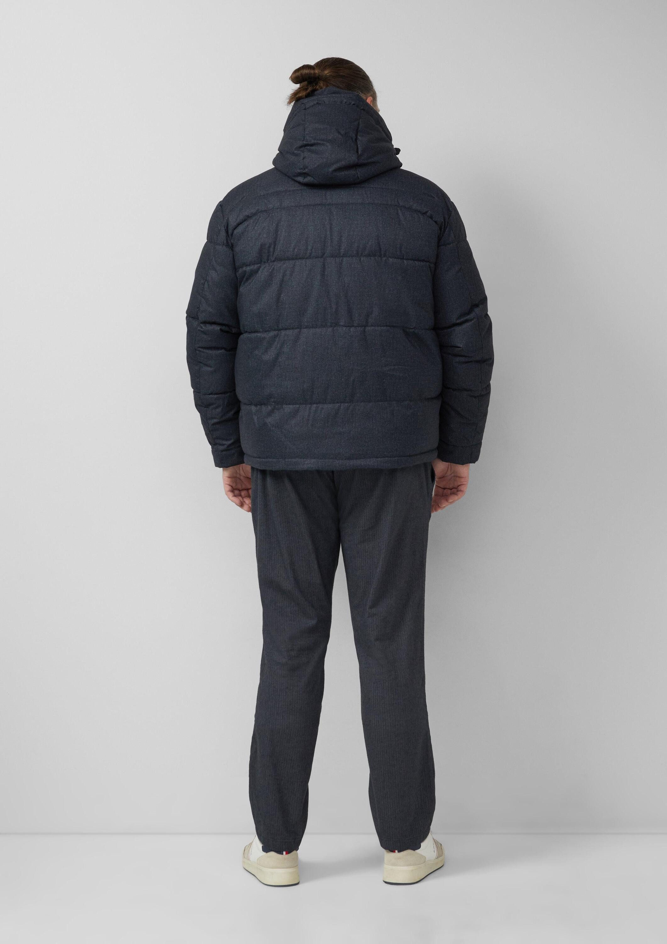 s.Oliver Winterjacke Outdoor-Jacke Melierte Pufferjacke mit abnehmbarem Kunstpelz-Innenkragen