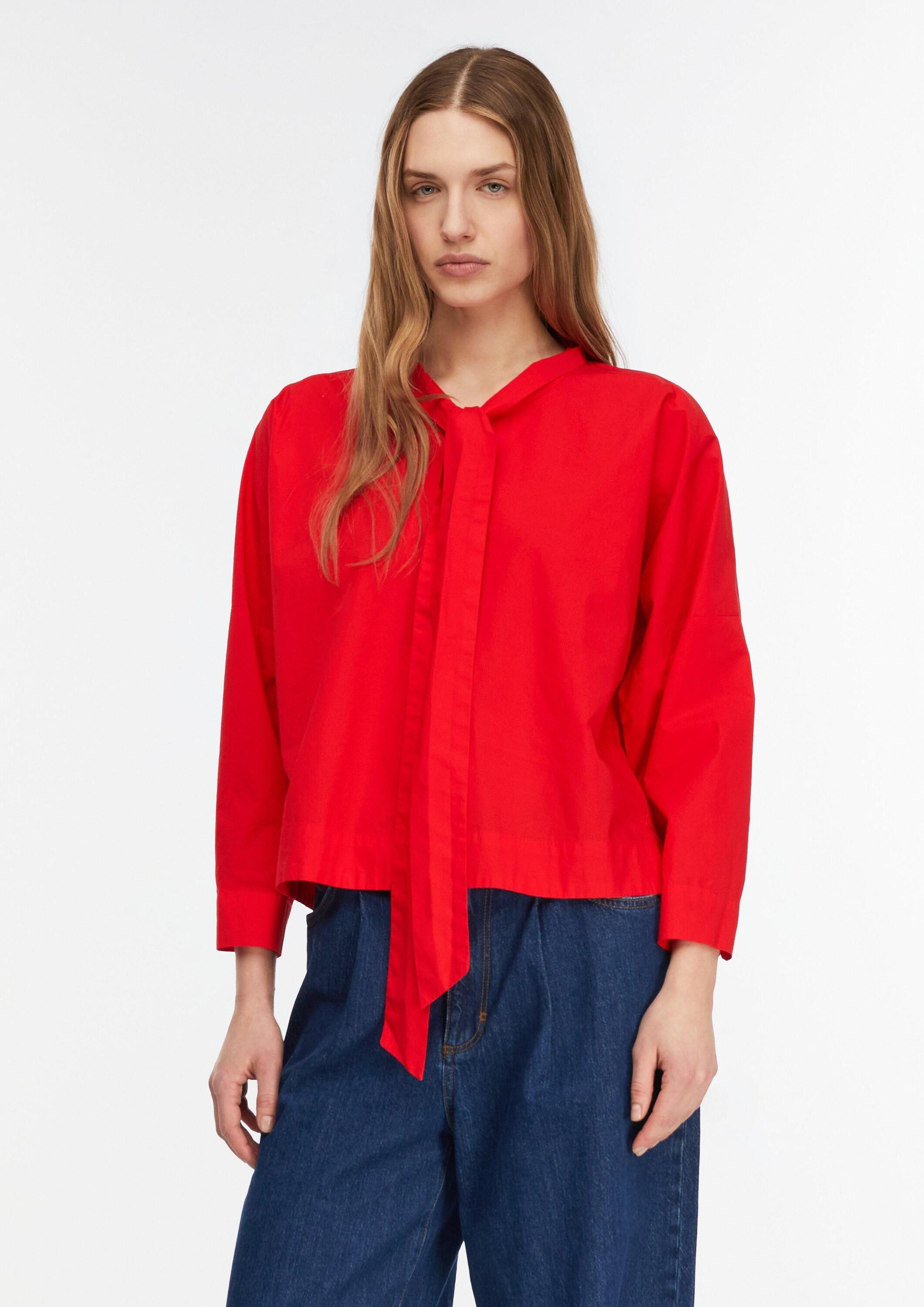 comma Langarmbluse Bluse Baumwollbluse mit Schluppenkragen und verstellbare günstig online kaufen