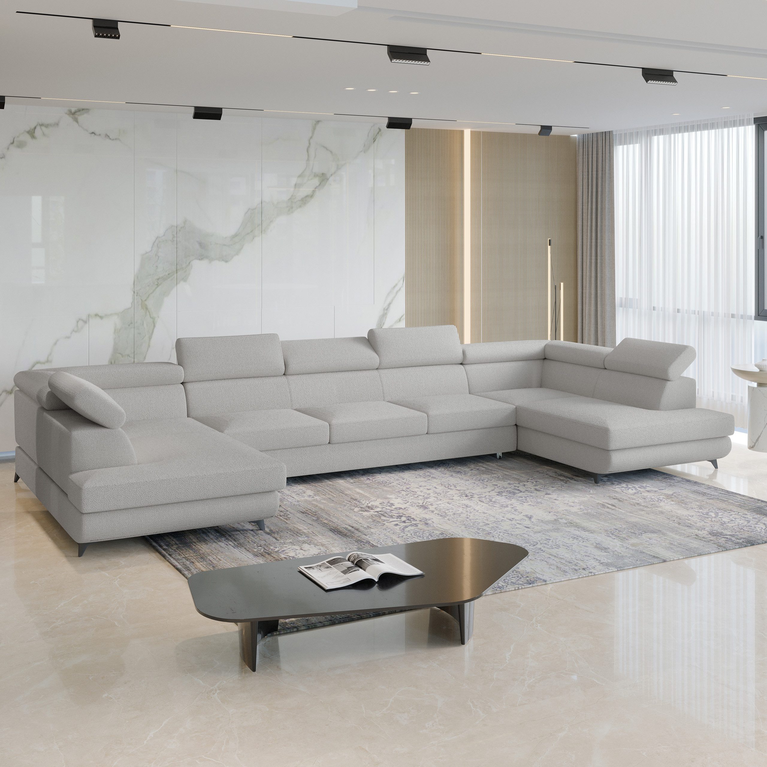 Masseno Ecksofa URMANO mit Schlaffunktion U-Form, Sofa mit Bettkasten