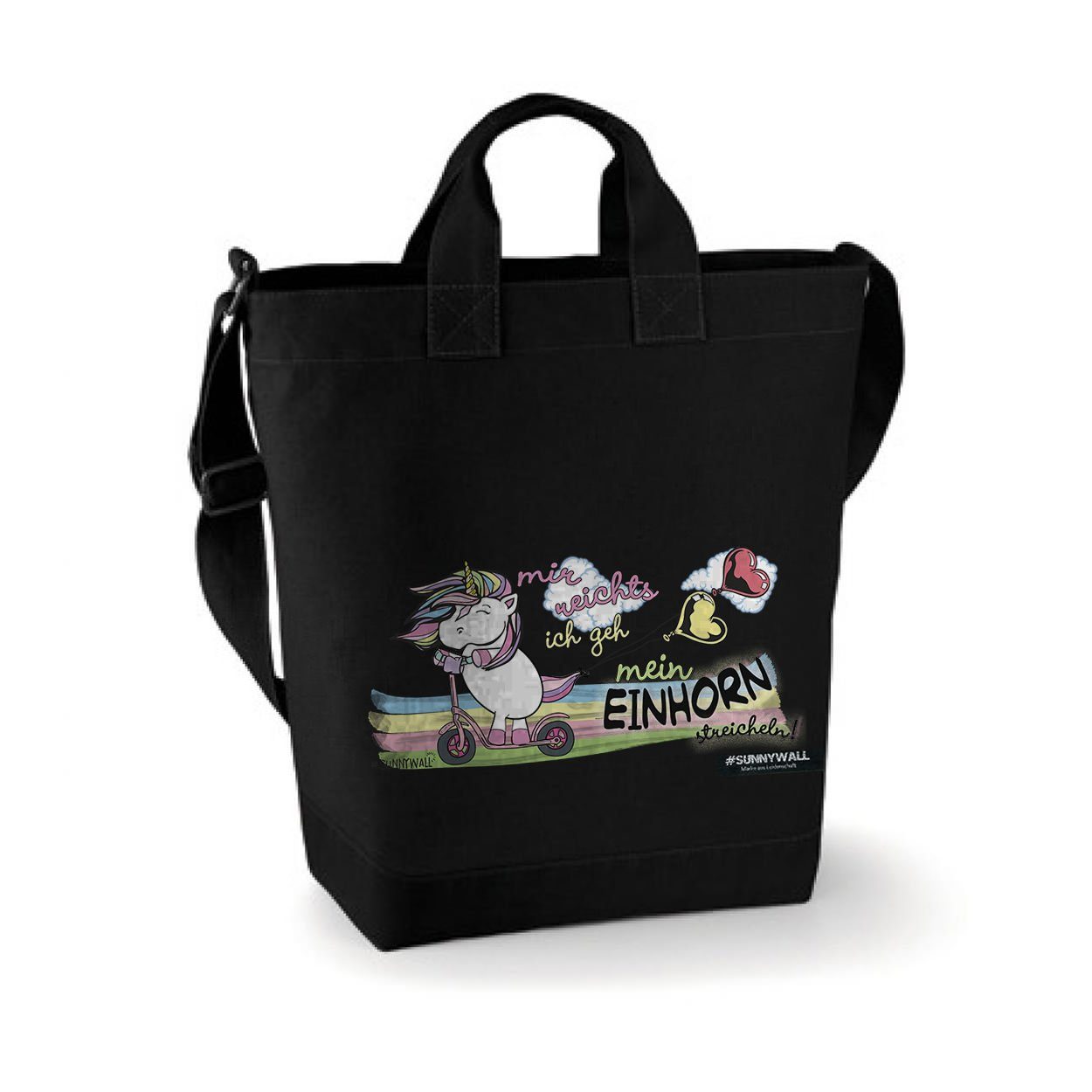 Sunnywall Freizeittasche Freizeittasche Canvas Einhorn - Unicorn Power / Mir reichts