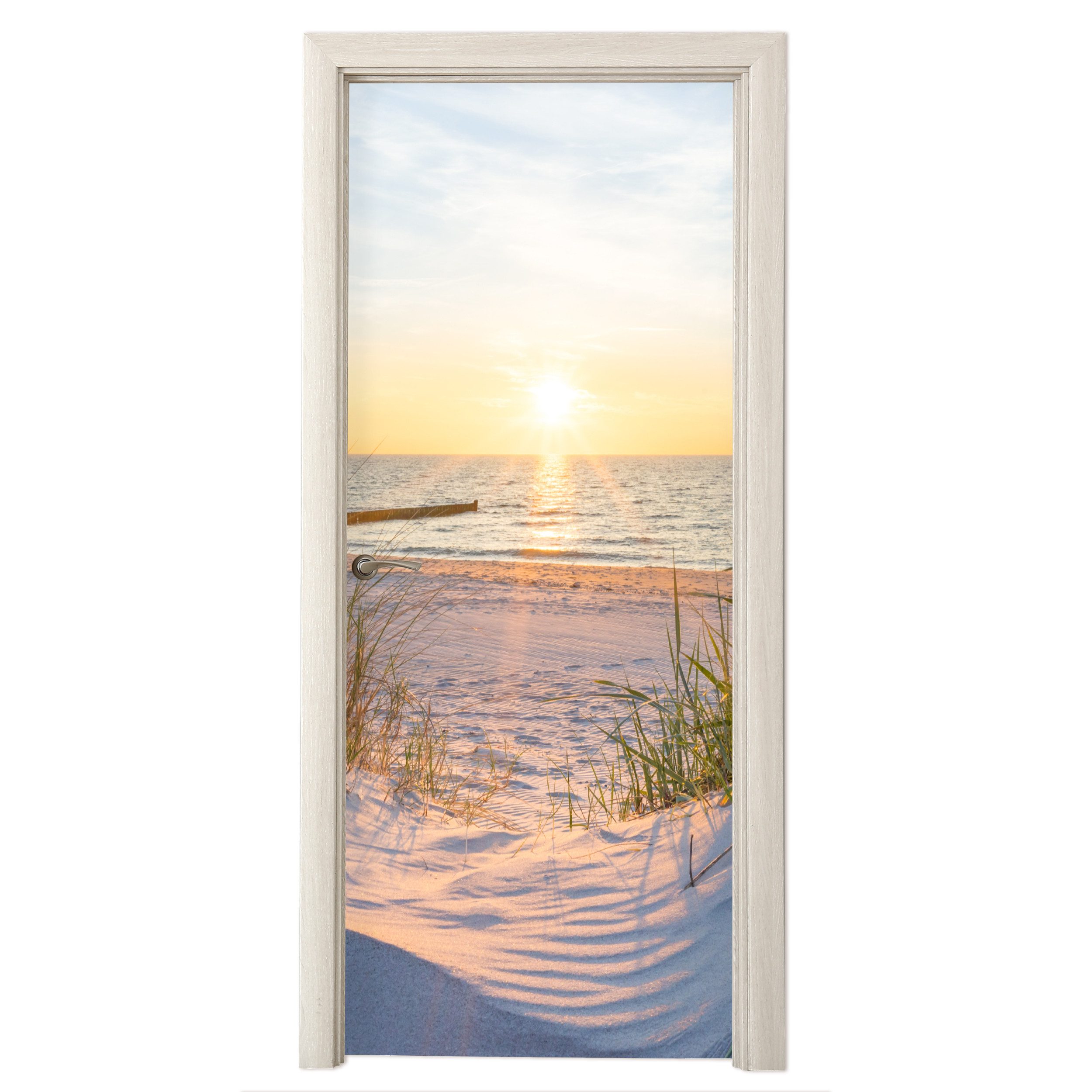 MuchoWow Türtapete Strand - Sonne - Düne - Gras - Sand - Horizont, Matt, be günstig online kaufen
