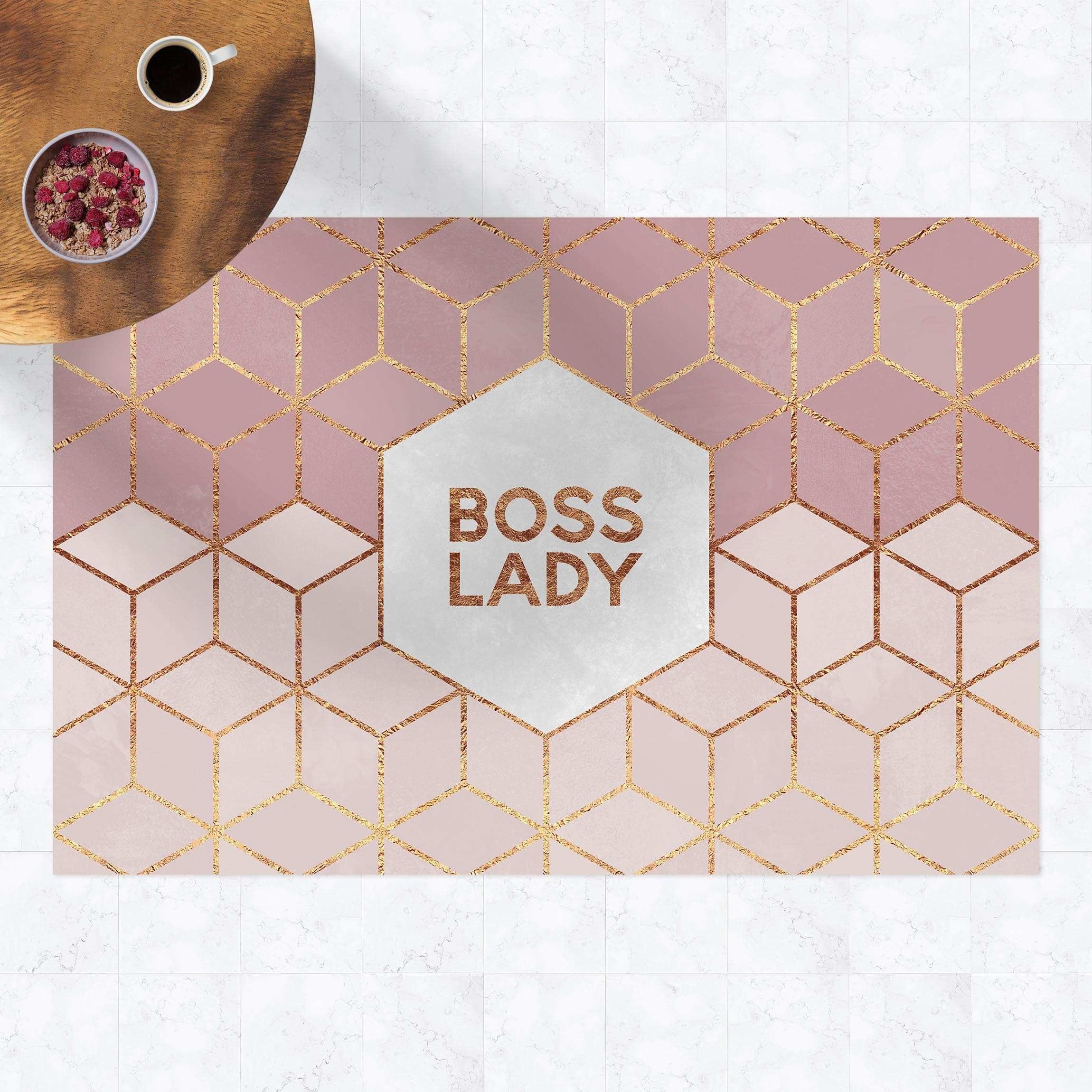 Bilderdepot24 Teppich Vinyl Wohnzimmer Schlafzimmer Flur Küche Muster Abstrakt, rechteckig - rosa glatt, nass wischbar (Küche, Tierhaare) - Saugroboter & Bodenheizung geeignet