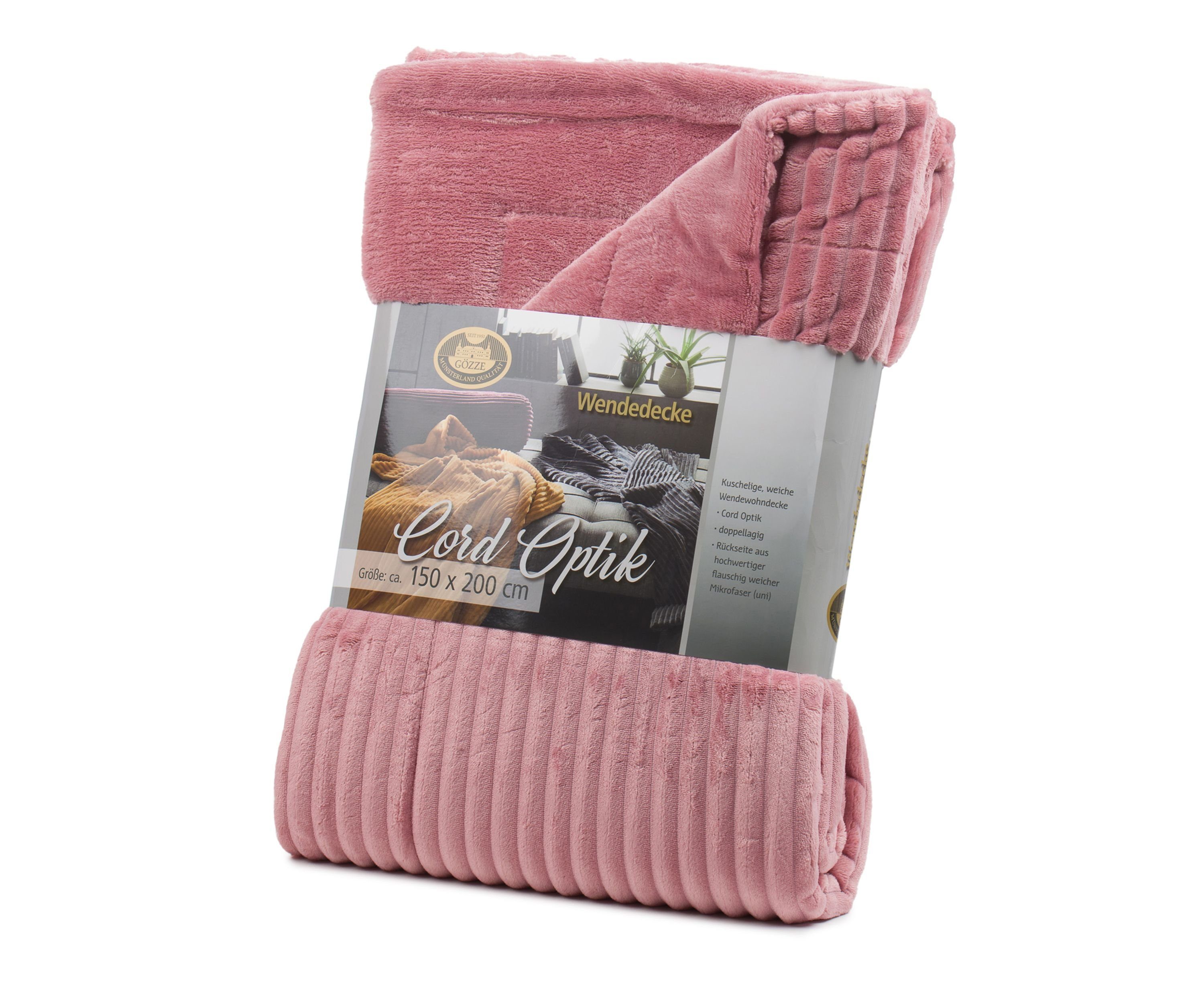 Wohndecke GÖZZE Wohndecke Cord BL 150x200 cm rosa Decke Kuscheldecke Sofade günstig online kaufen