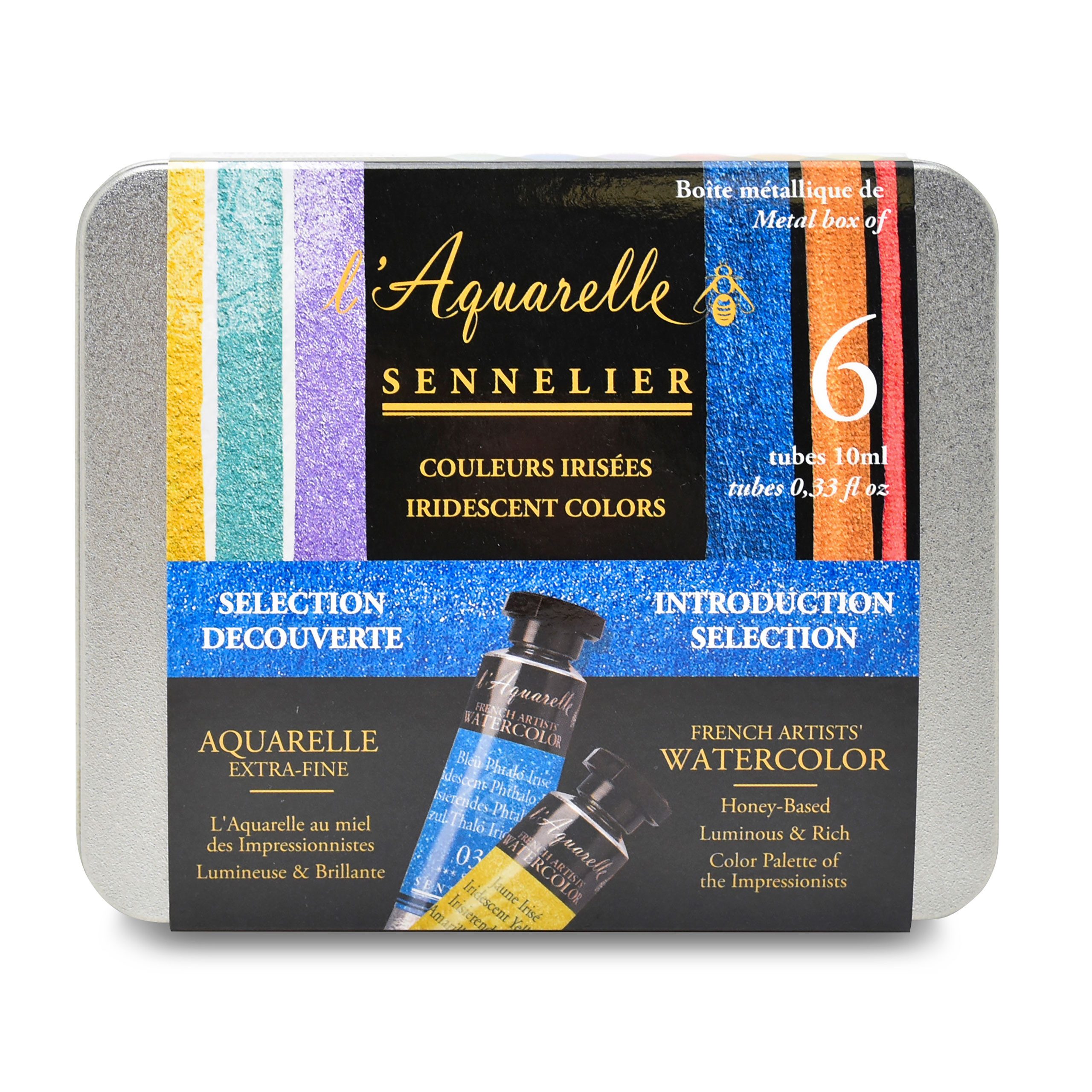 SENNELIER Aquarellfarbe Aquarellfarbe - Metallkasten mit 6 x 10ml Tuben irisierend N131625.01