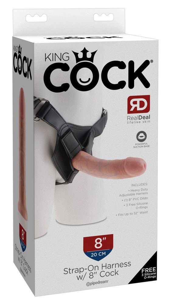 KING COCK Strap-on-Dildo Umschnalldildo „Strap-on with 8 Inch“, inklusive Harness, 20,3 cm, realistisch