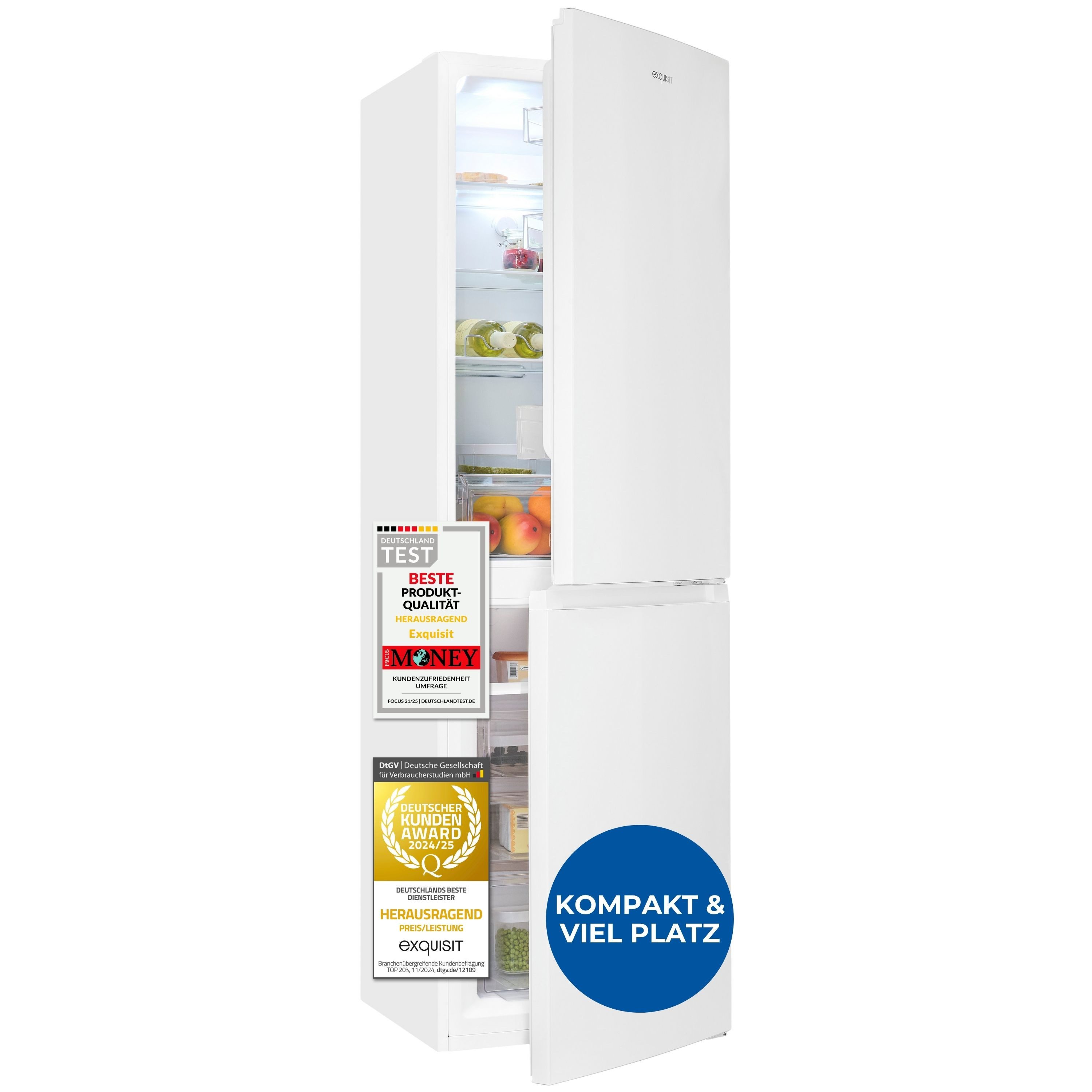 exquisit Kühl-/Gefrierkombination KGC5250-85-NF-040D, 181 cm hoch, 54,5 cm breit, No-Frost, 4-Sterne-Gefrierfach, Schnell-Gefrierfunktion