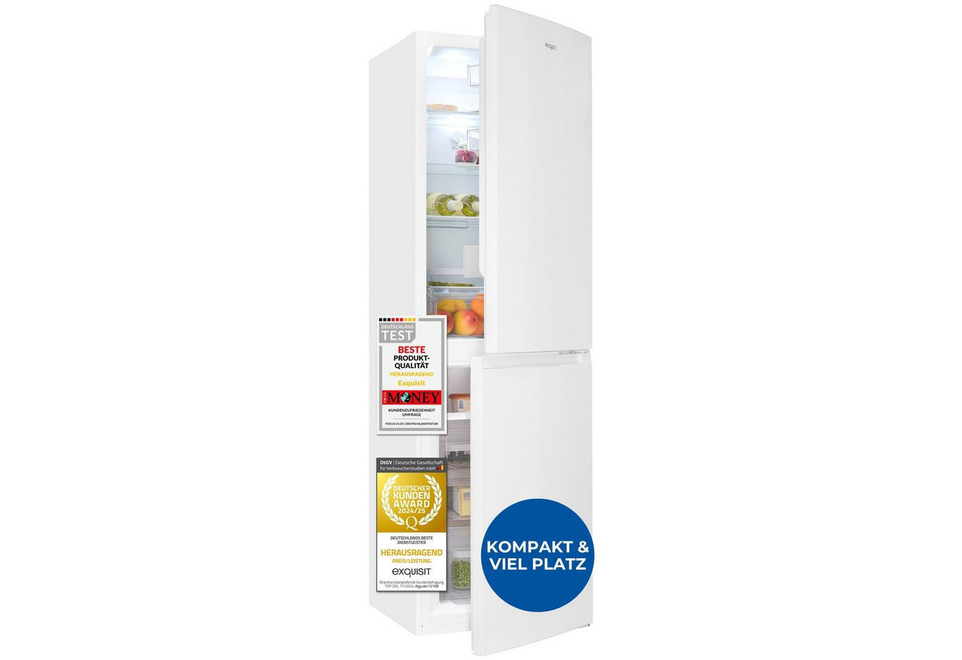 exquisit Kühl-/Gefrierkombination KGC5250-85-NF-040D, 181 cm hoch, 54,5 cm breit, No-Frost, 4-Sterne-Gefrierfach, Schnell-Gefrierfunktion