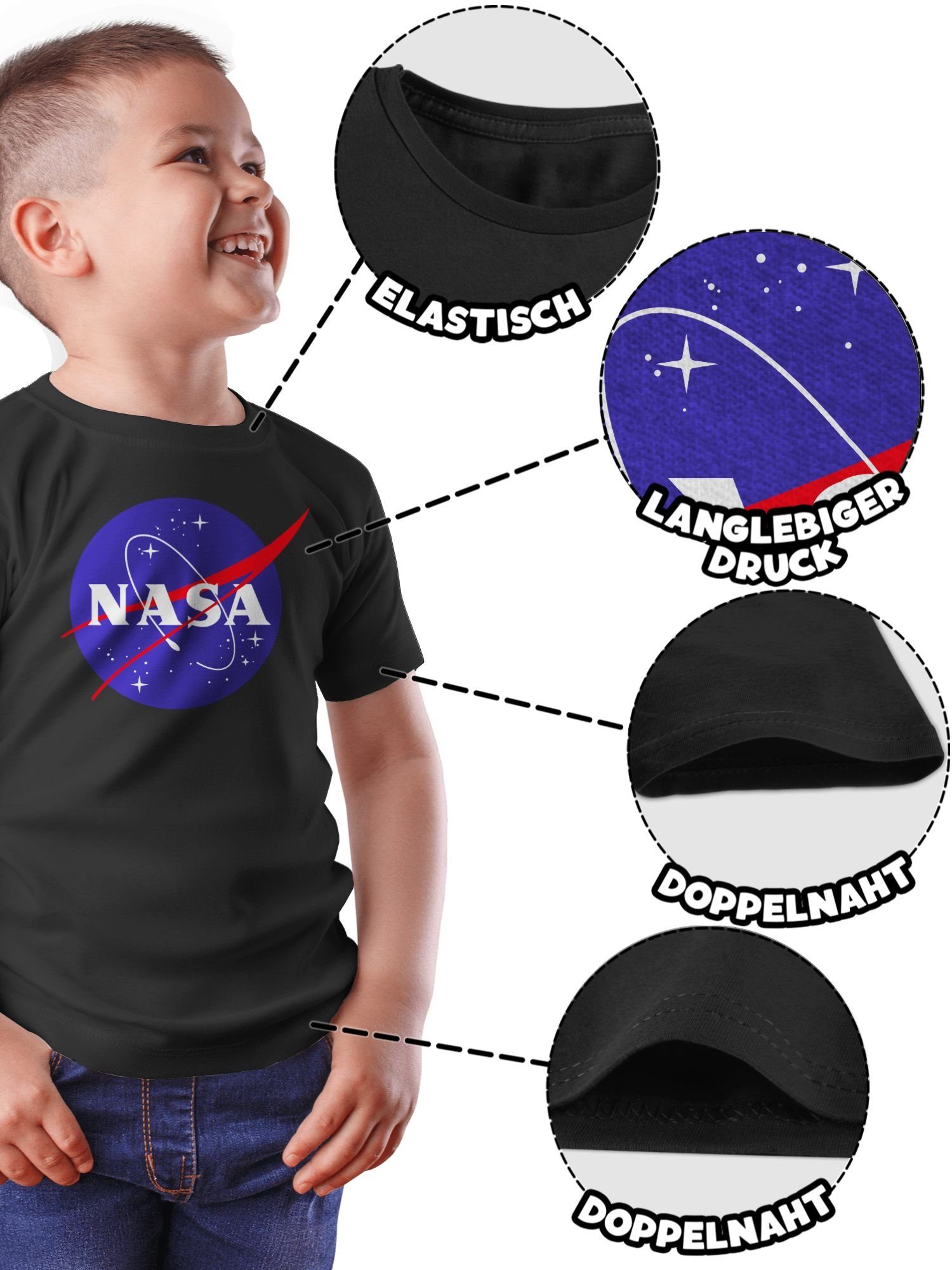 Schwarz Nasa Meatball Co und Logo Shirtracer T-Shirt 2 Kinderkleidung