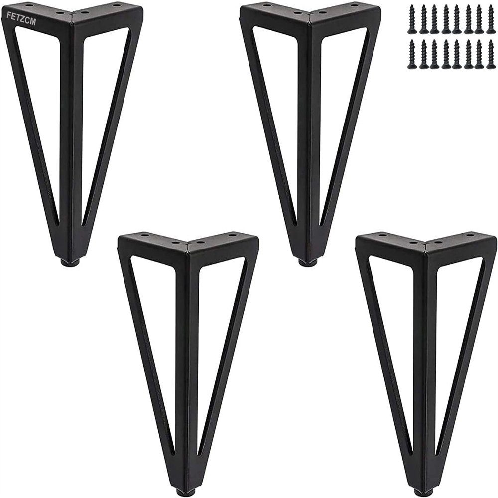 Runxizhou Möbelfuß 4 Packungen Möbelbeine, Tischbeine aus Metall, (15 cm, Schwarz)
