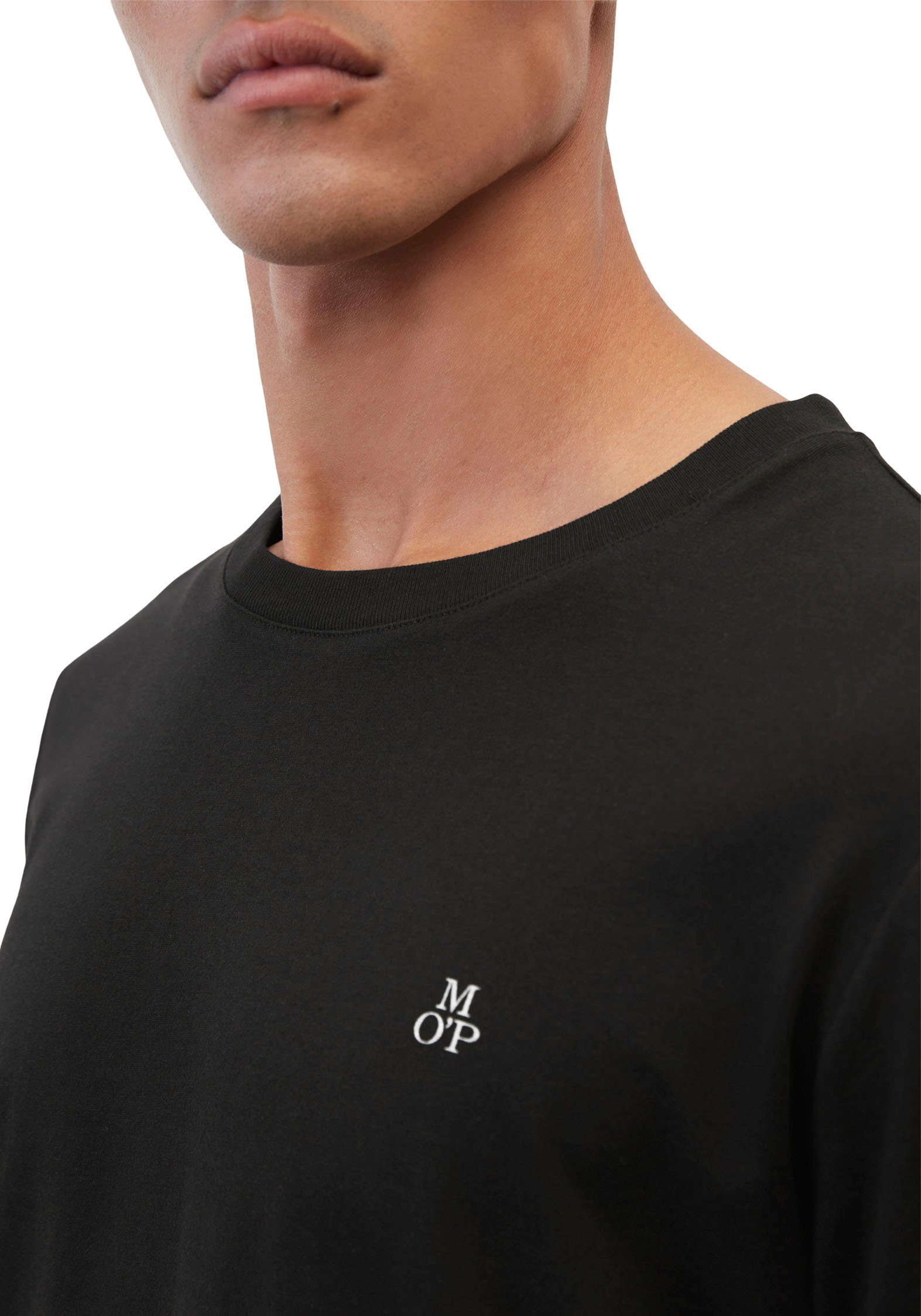 vorne Marc dezentem O'Polo Langarmshirt Logo-Print mit black