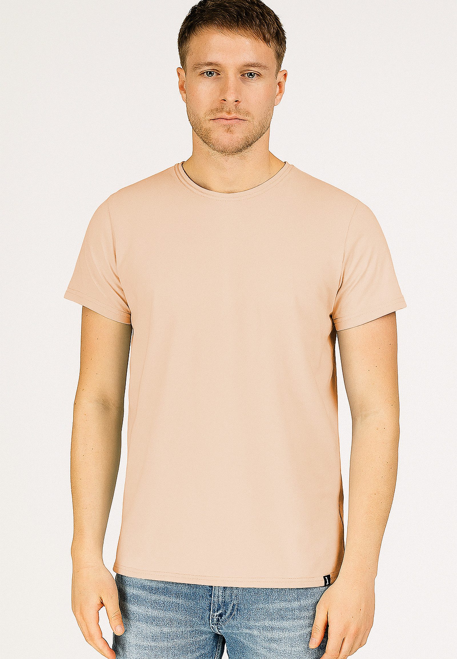 Urban Surface T-Shirt Rundhals mit Rollkante und Baumwollqualität (2-tlg) Open-Edge-Slub-Shirt - SET