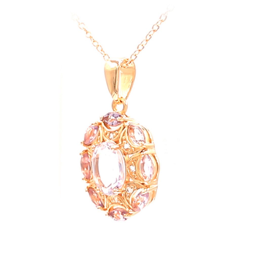 Cavill Silberkette Halskette mit bolivianischem Amethyst, rosévergoldet (1-tlg)