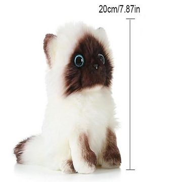 yozhiqu Kuscheltier Simulation siamesische Katzenpuppe Plüschpuppe Katzenspielzeug (1-St), Niedliche Dekoration - perfektes Geschenk für Kinder