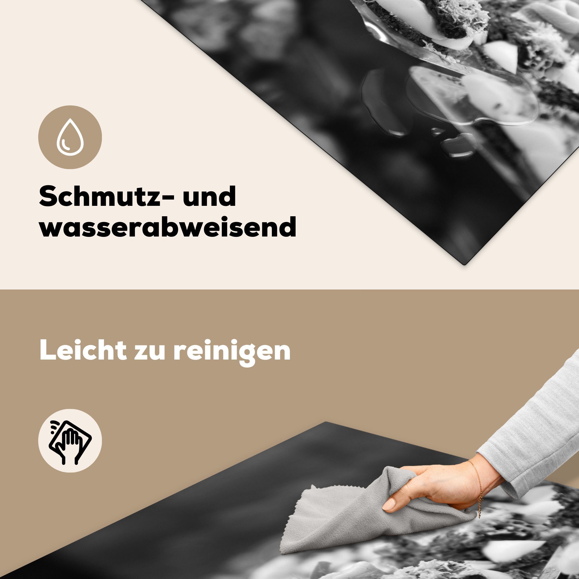 78x78 Ceranfeldabdeckung, (1 Küche, küche - Weiß tlg), - - Schwarz Vinyl, MuchoWow Herdblende-/Abdeckplatte cm, Arbeitsplatte Dänemark für