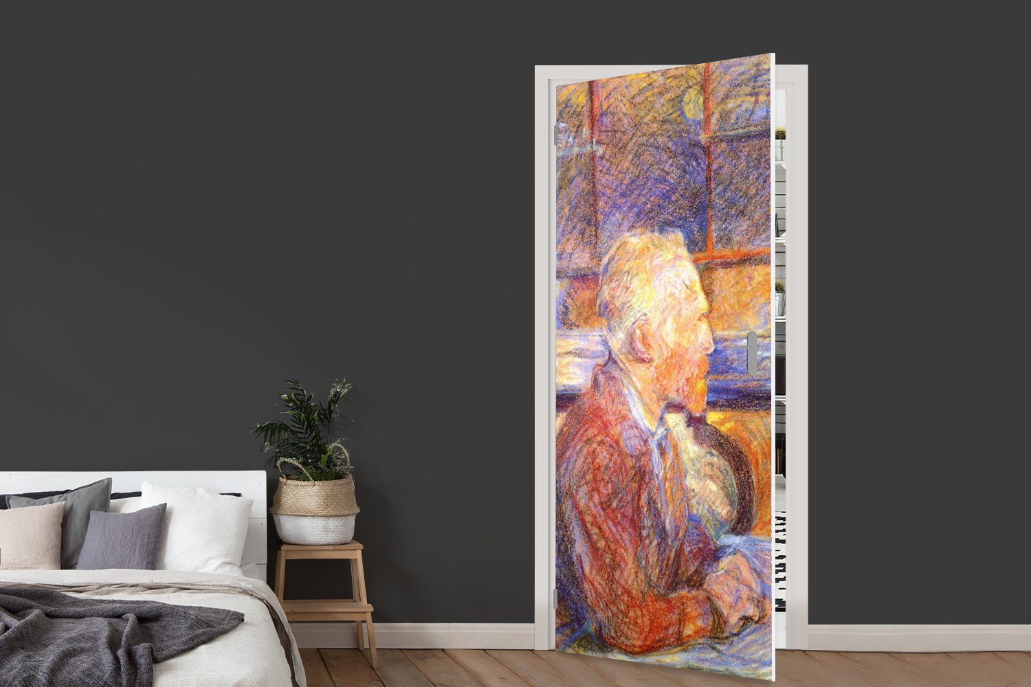 Henri Matt, - Fototapete Toulouse-Lautrec MuchoWow cm Vincent 75x205 Türaufkleber, Gogh, de Tür, van für St), Türtapete (1 bedruckt, von Porträt