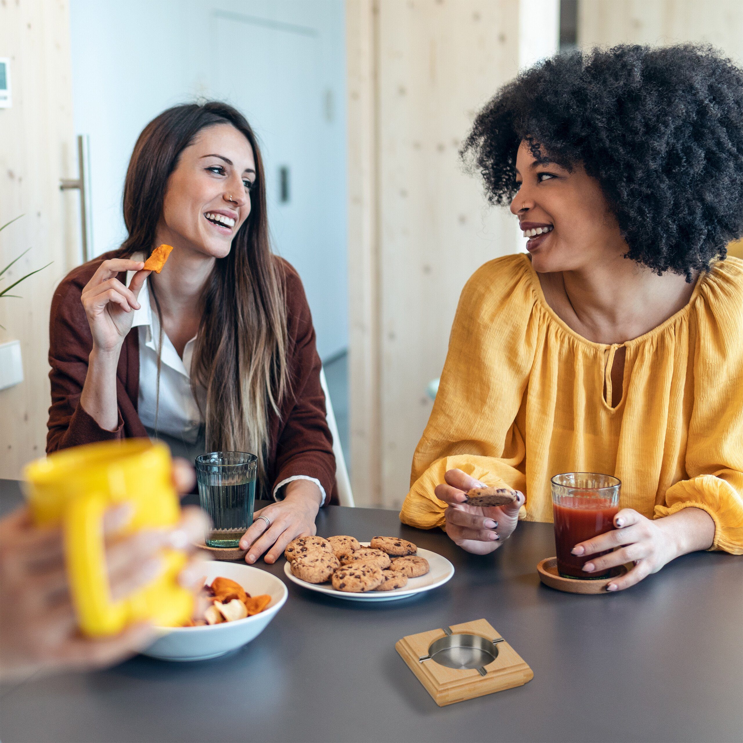 relaxdays Aschenbecher aus Bambus