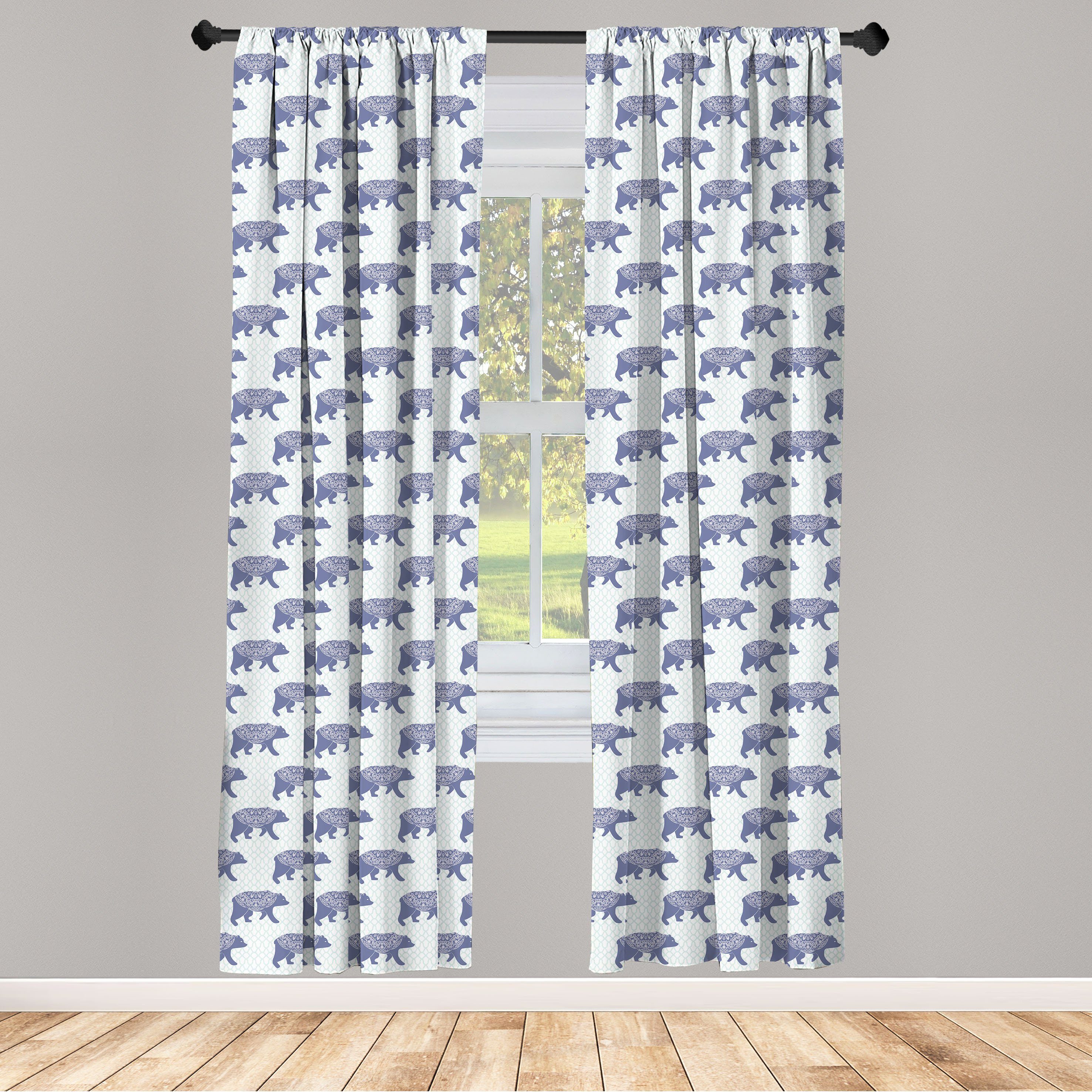 Gardine Vorhang für Wohnzimmer Schlafzimmer Dekor, Abakuhaus, Microfaser, Orientalisch Verzierungen auf Waldtier