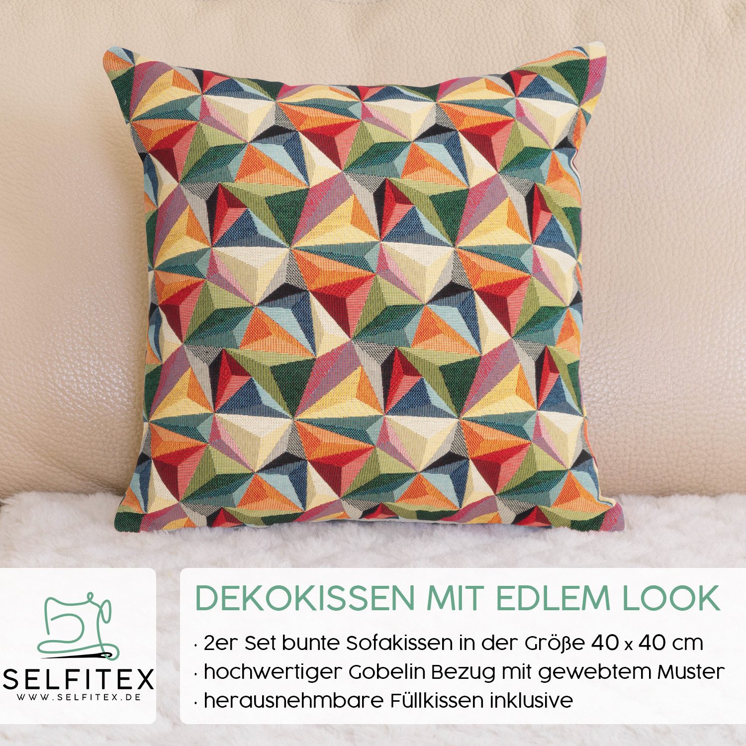 Selfitex Dekokissen mit buntem Muster im 2er Set, 30x50/40x40/50x50 inkl. F günstig online kaufen