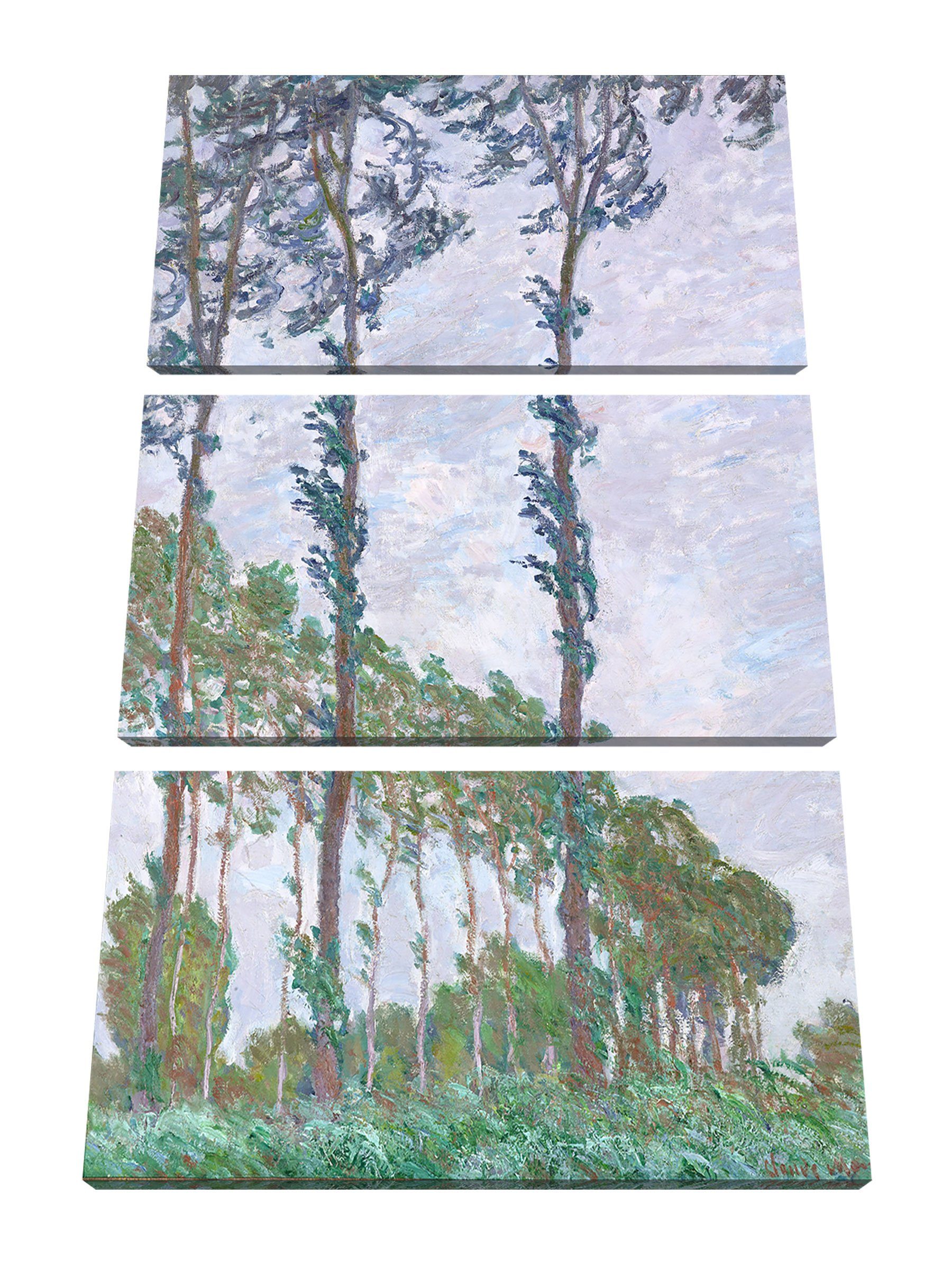 Pixxprint Leinwandbild Claude Monet - PappelnWind-Effekt, Claude Monet - PappelnWind-Effekt 3Teiler (120x80) (1 St), Leinwandbild fertig bespannt, inkl. Zackenaufhänger