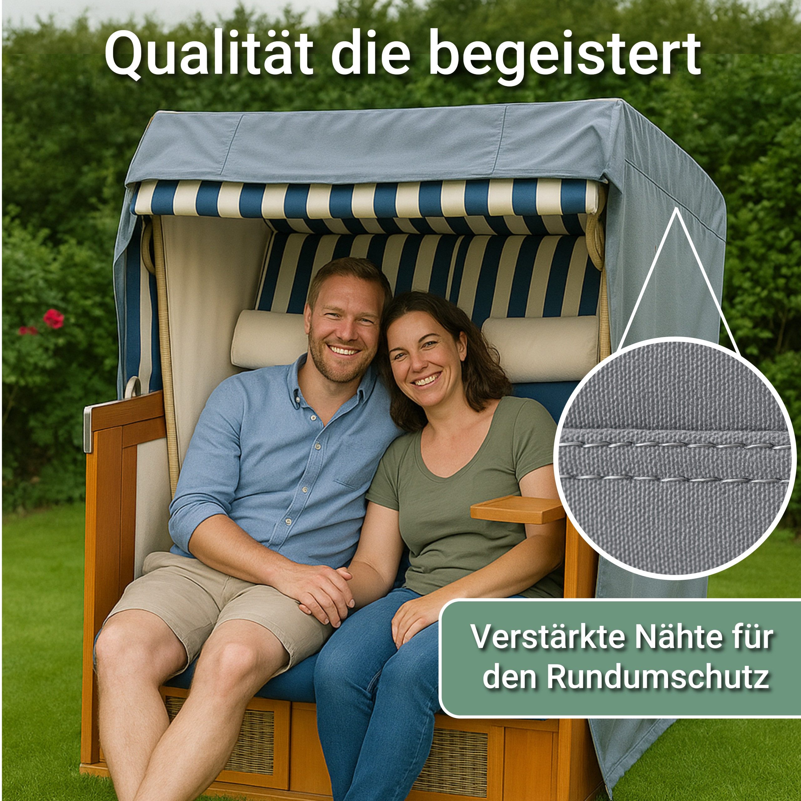 INTERGARDEN Strandkorb-Schutzhülle Strandkorbhülle 137 cm – Oxford 600D, wasserdicht & winterfest – Bild 2 von 5