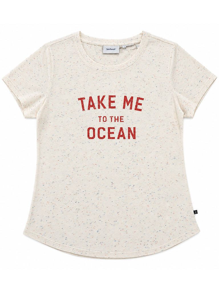 Sea Ranch T-Shirt Bibbi Damen Kurzarm-Shirt Bibbi "Take me to the Ocean" mit Punkten Maritimer Front-Schriftzug, Rundhalsausschnitt, Weiches Material