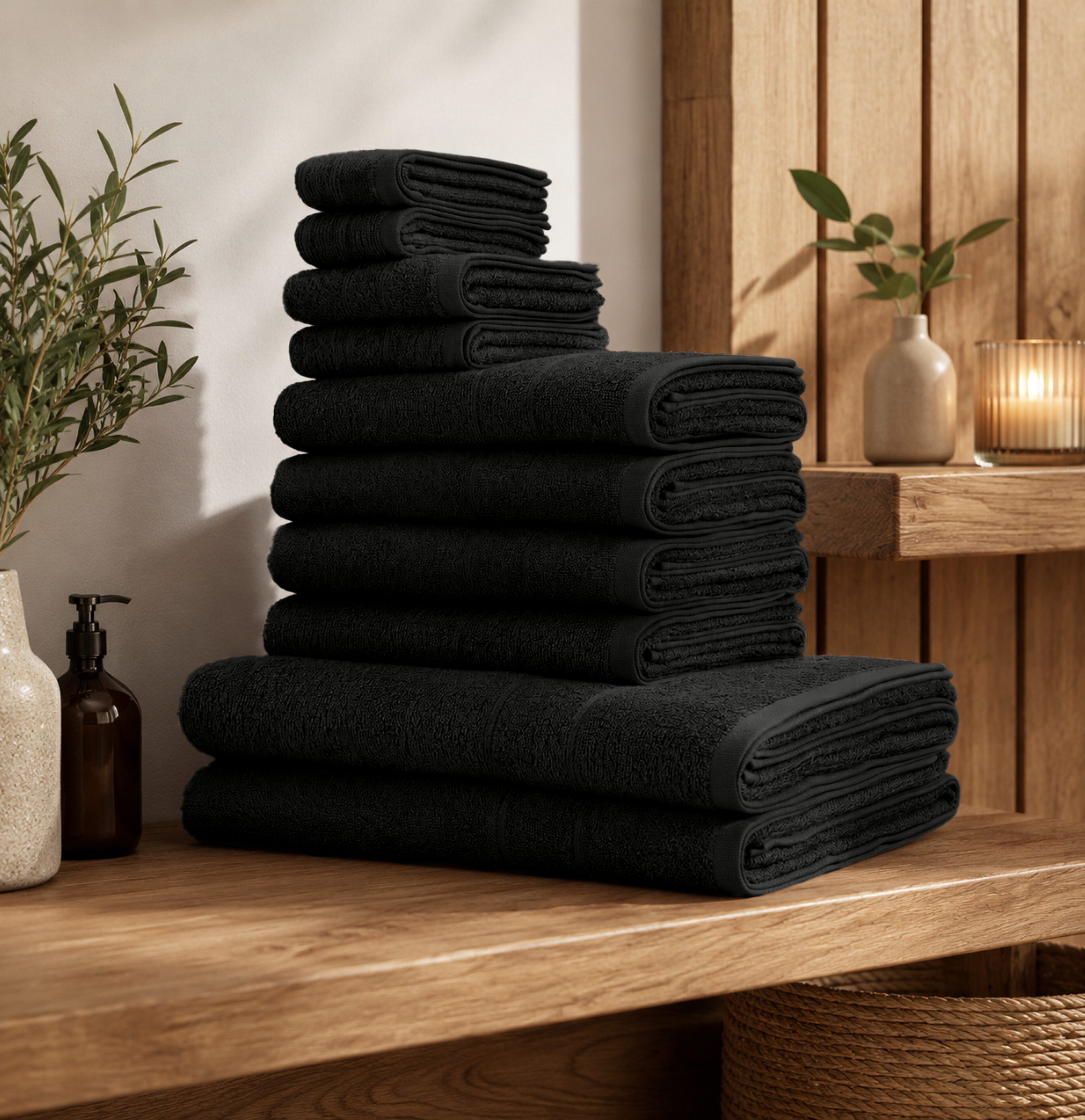 OTTO home Handtuch Set Inga, Duschtücher, Handtücher, Gästetücher, Seiftücher, Walkfrottier (10-St), Handtücher mit feiner Bordüre, 100% Baumwolle, einfarbig, weich