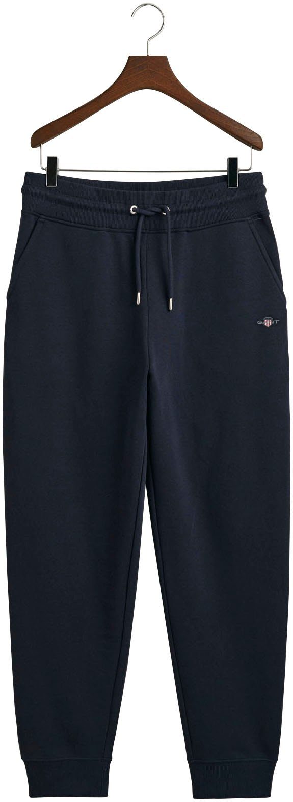 Gant Sweathose des Bunds SWEATPANTS mit evening blue REG unterhalb Logostickerei SHIELD